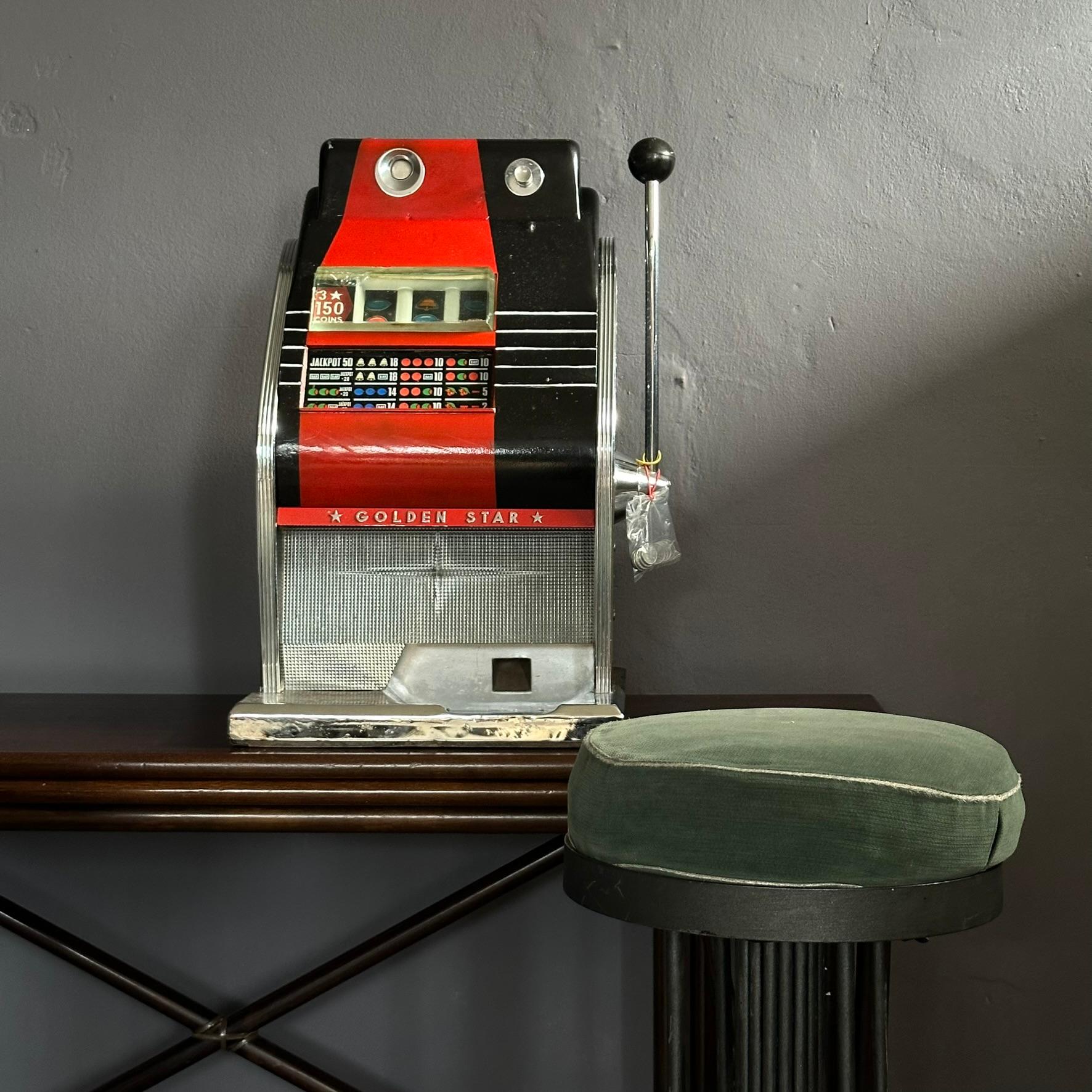Late 20th Century Vintage 'Golden Star' slot machine from the seventies, working