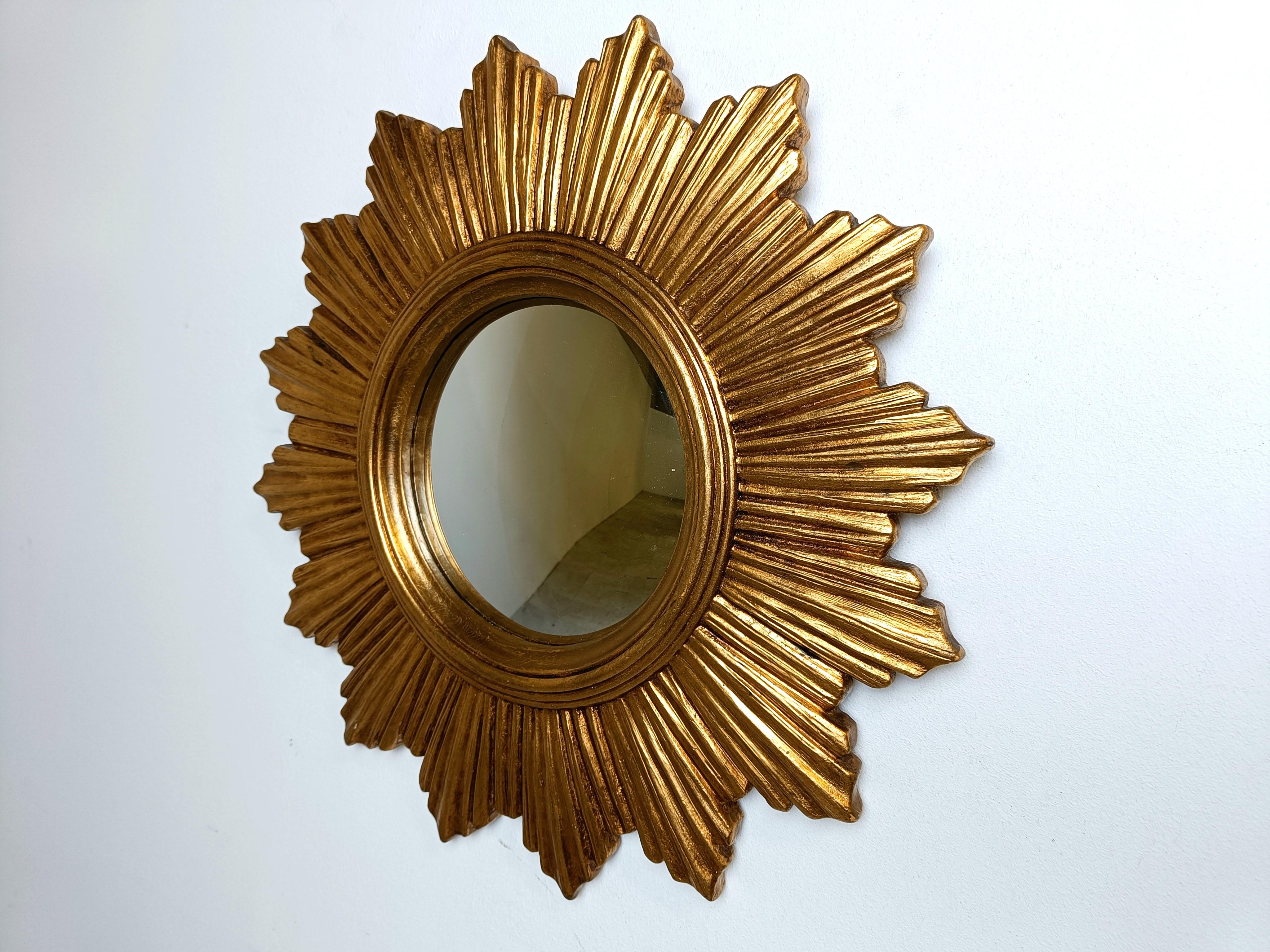 Vintage golden sunburst mirror, 1960s 3