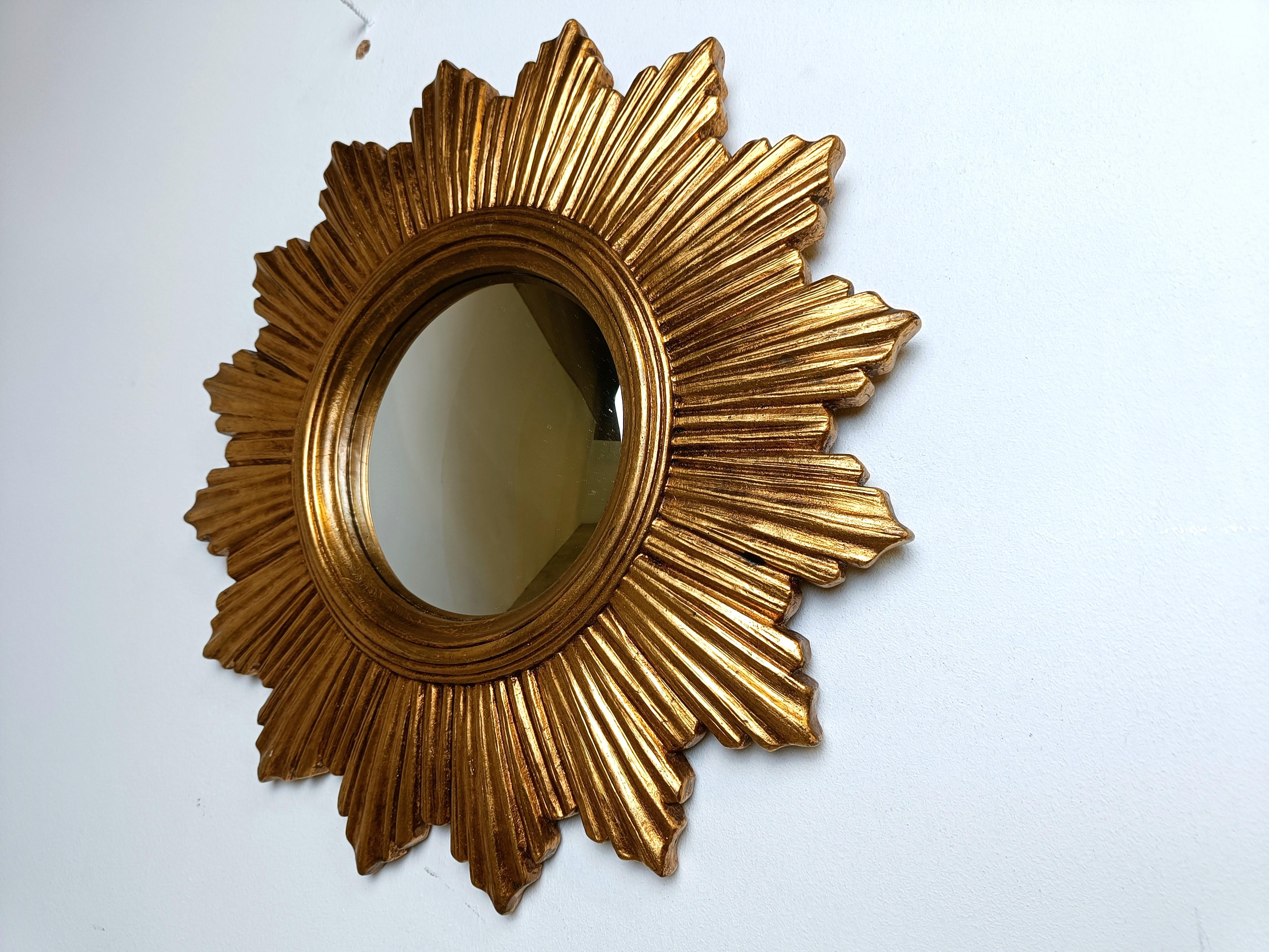 Vintage golden sunburst mirror, 1960s 4
