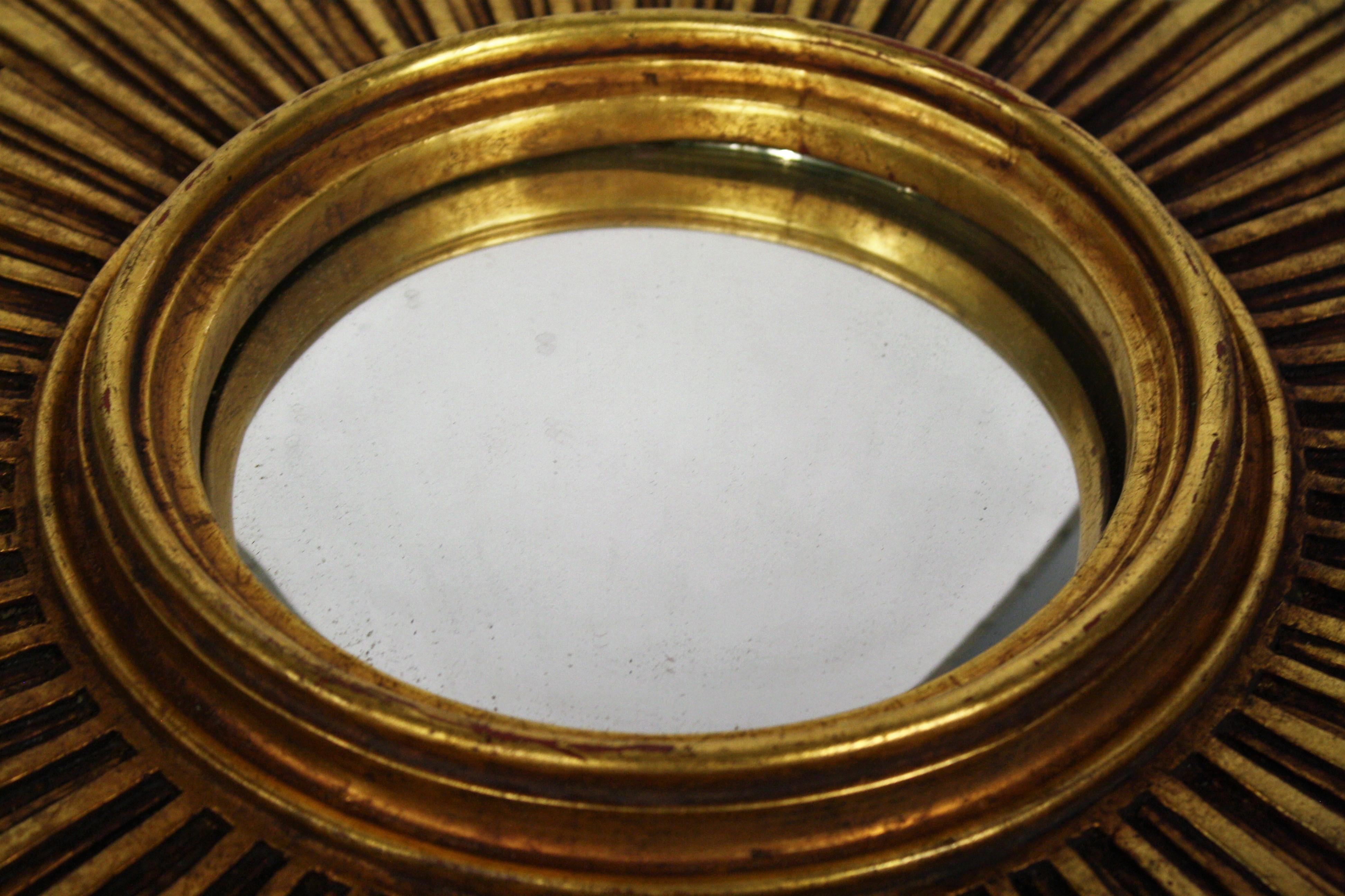 Hollywood Regency Vintage Golden Sunburst Mirror, 1960s