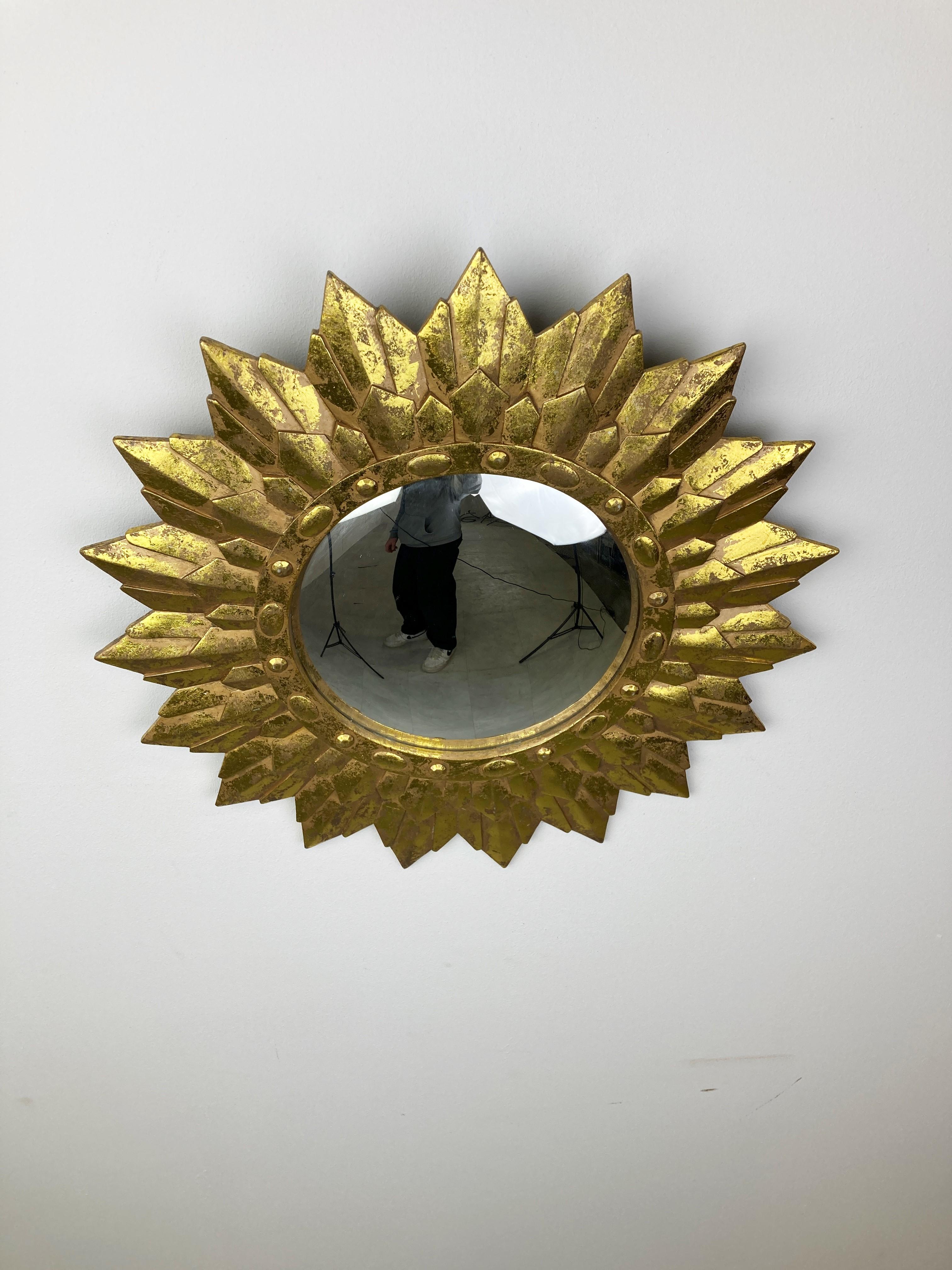 Empire Vintage Golden Sunburst Mirror, 1960s For Sale