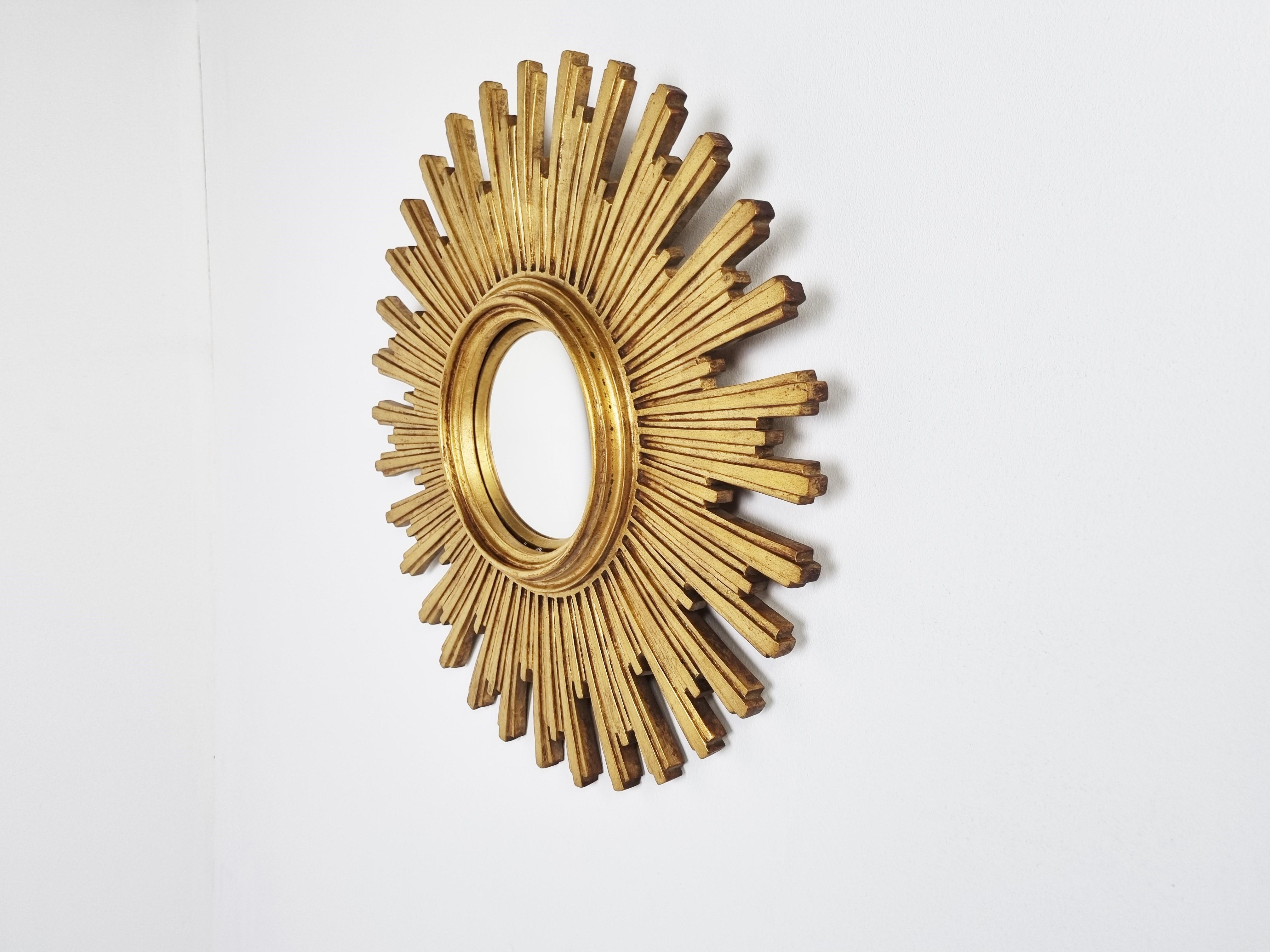 Empire Vintage Golden Sunburst Mirror, 1960s For Sale