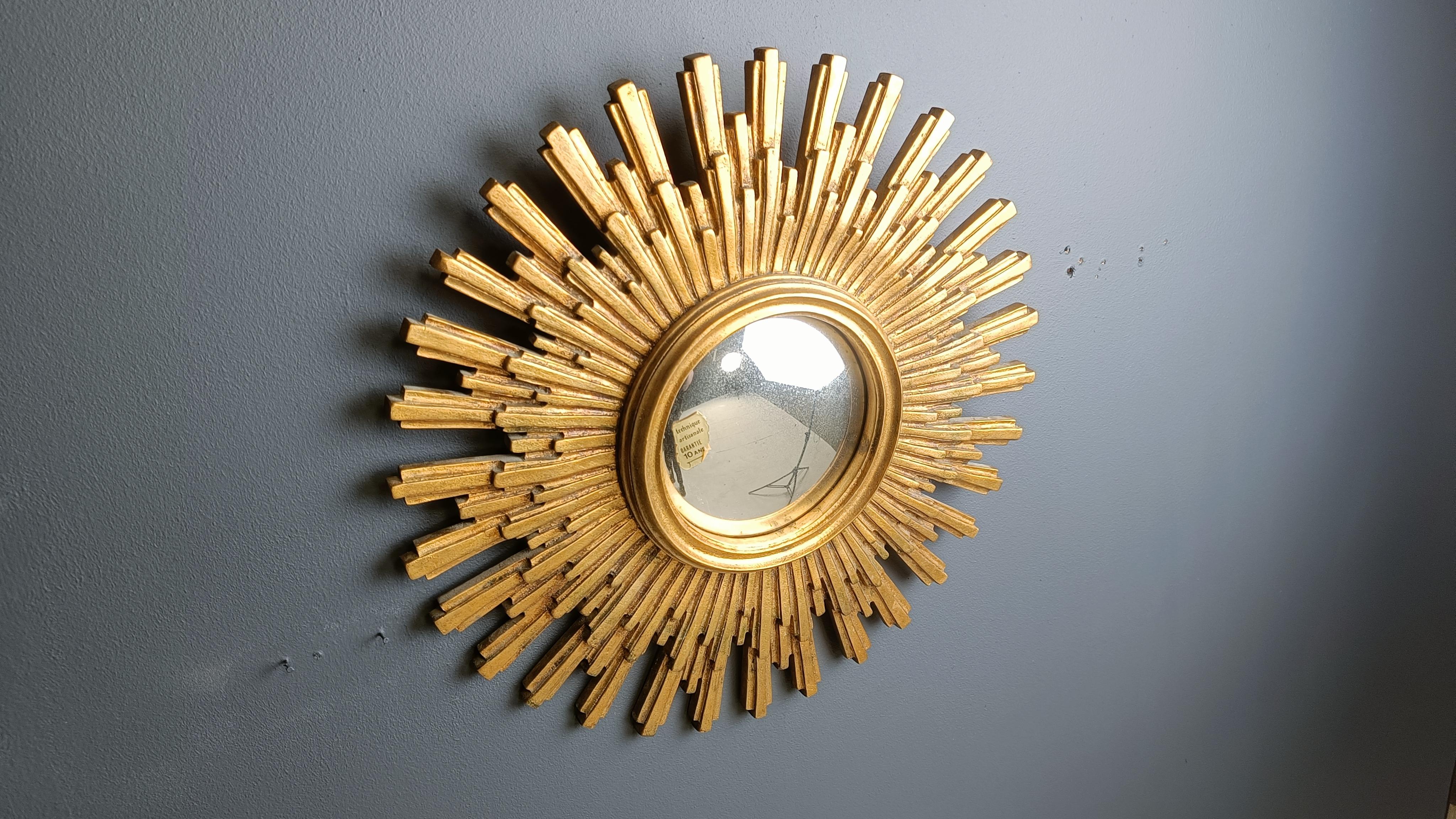 Empire Miroir vintage en forme de soleil doré, années 1960