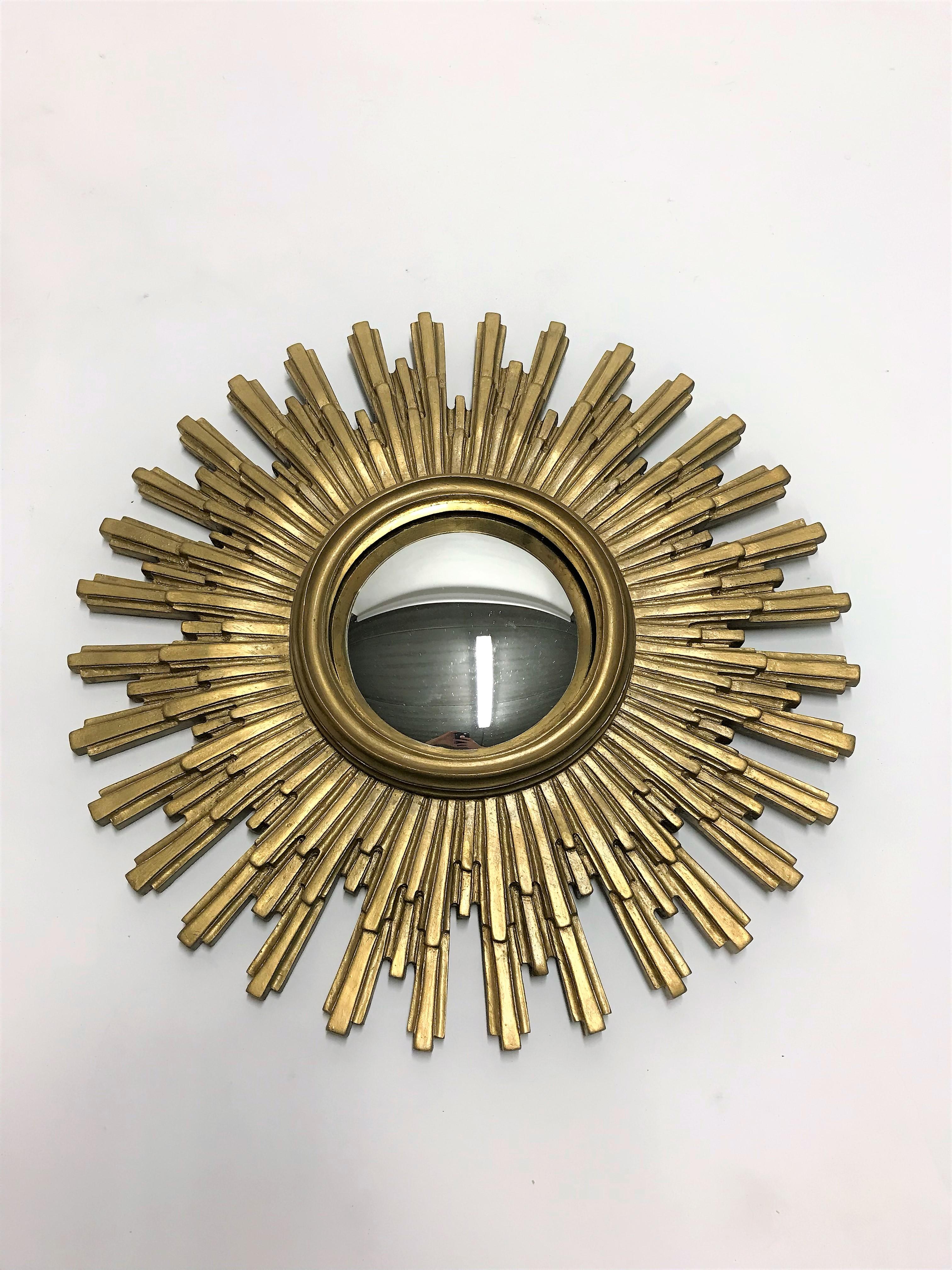Belgian Vintage Golden Sunburst Mirror, 1960s