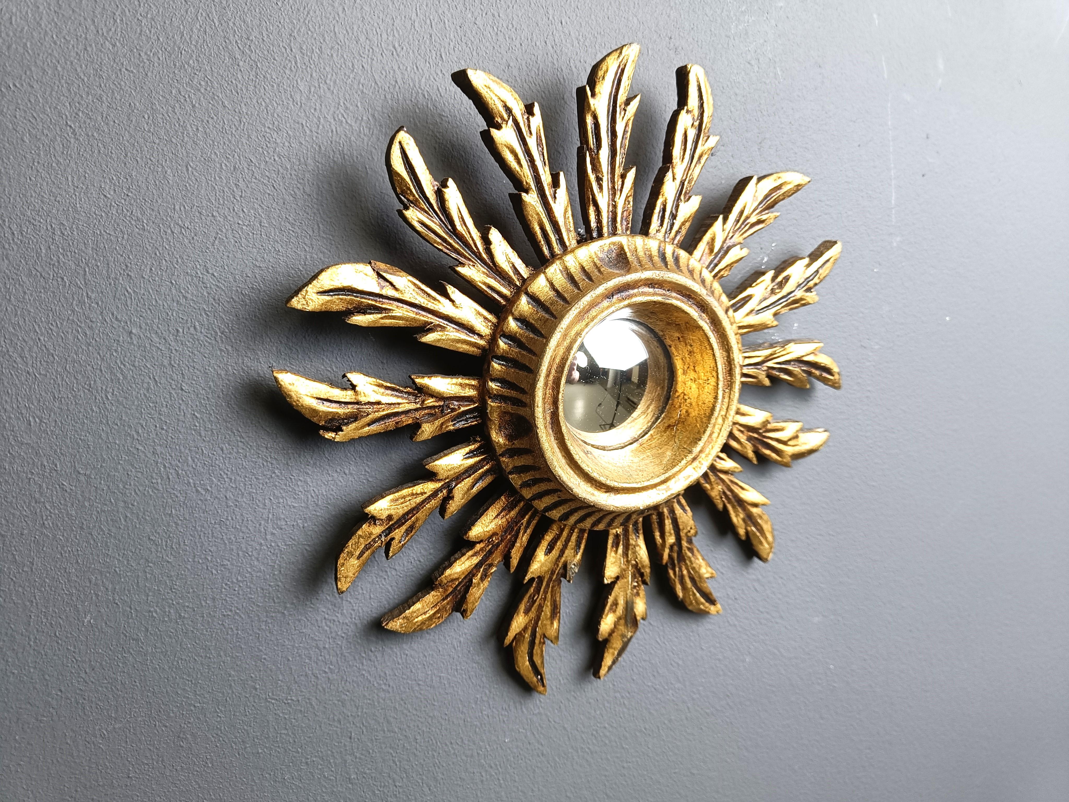 Belgian Vintage golden sunburst mirror, 1960s