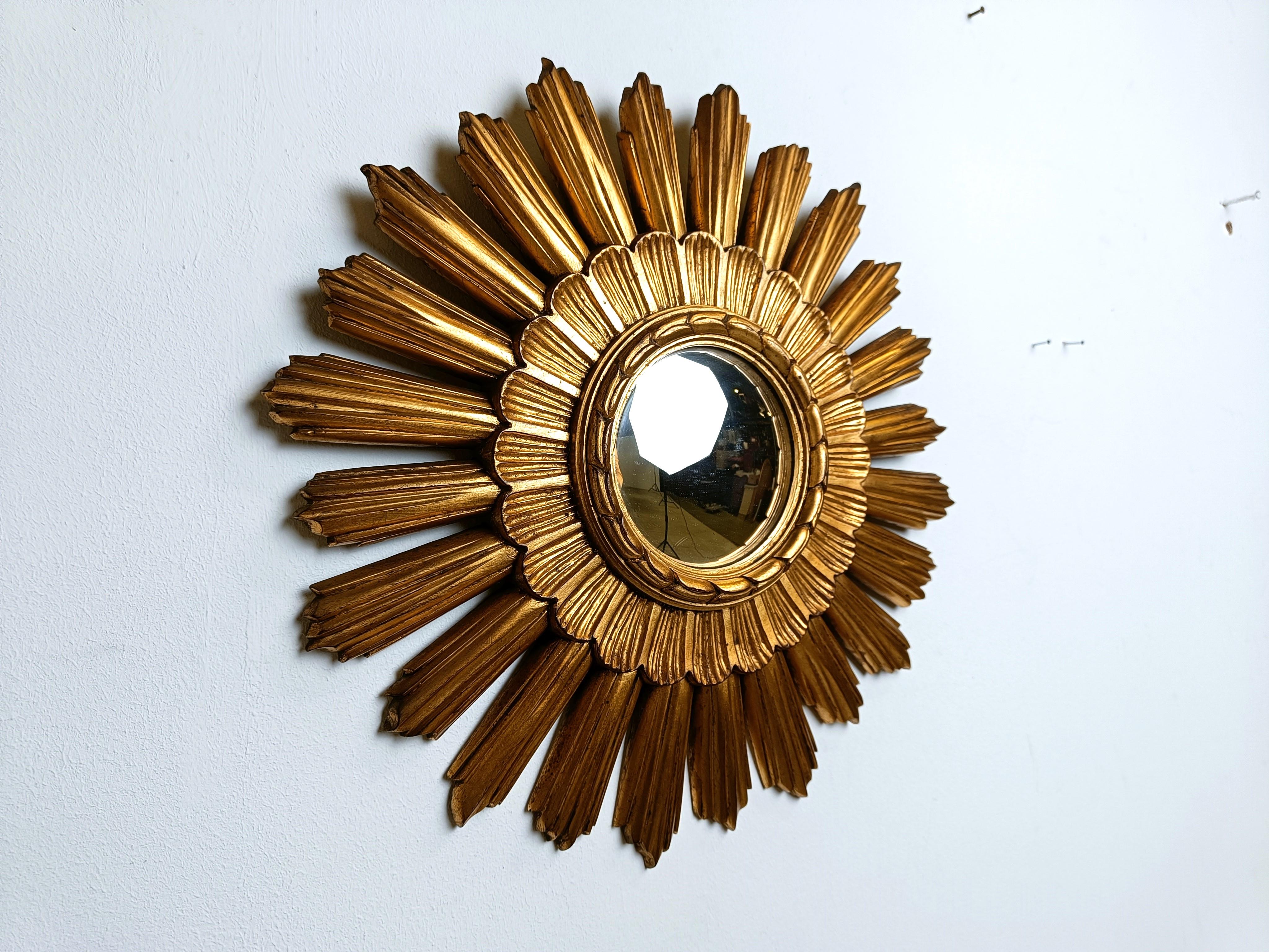 Espejo dorado sunburst vintage, años 60 en Bueno estado para la venta en Leuven, Vlaams Gewest