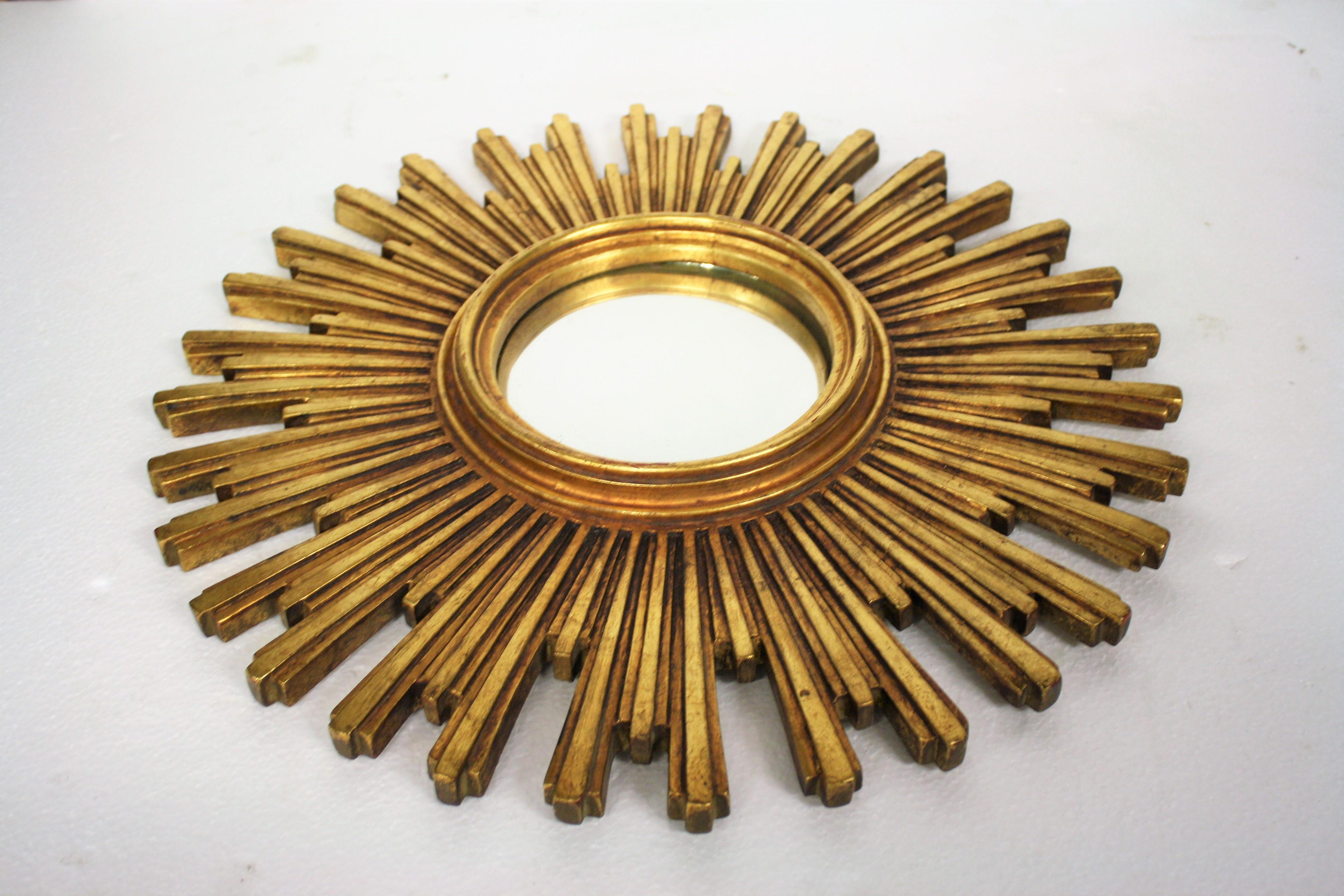 Gilt Vintage Golden Sunburst Mirror, 1960s