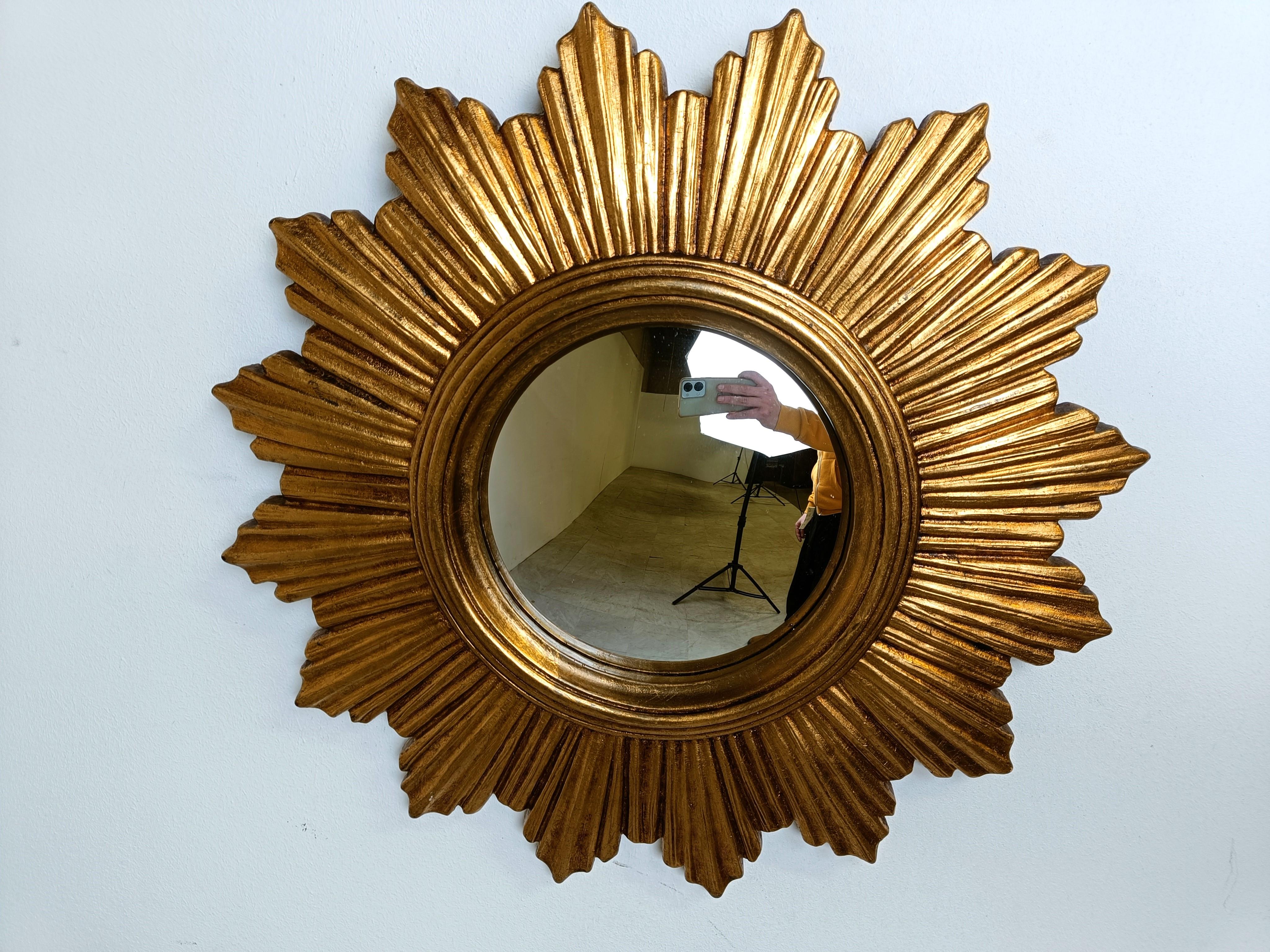 Mid-20th Century Vintage golden sunburst mirror, 1960s