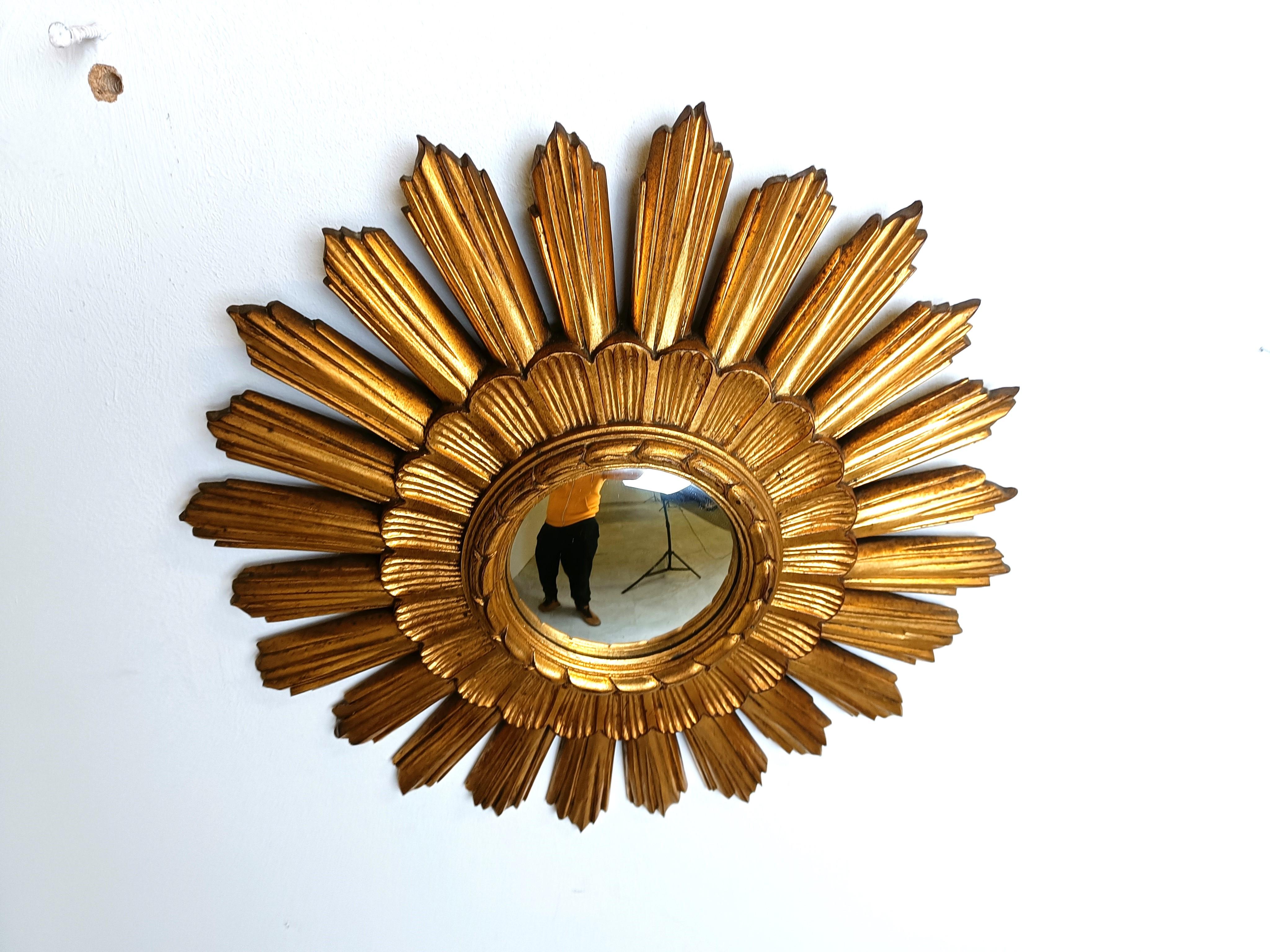 Espejo dorado sunburst vintage, años 60 Resina en venta