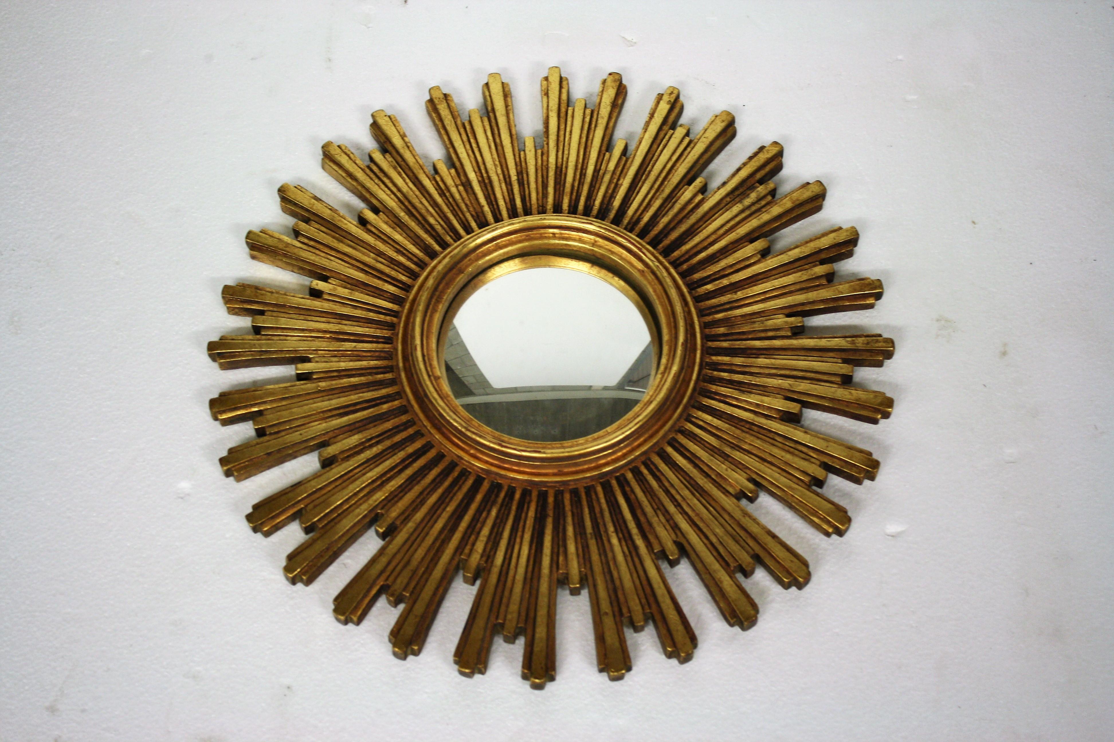 Mid-20th Century Vintage Golden Sunburst Mirror, 1960s