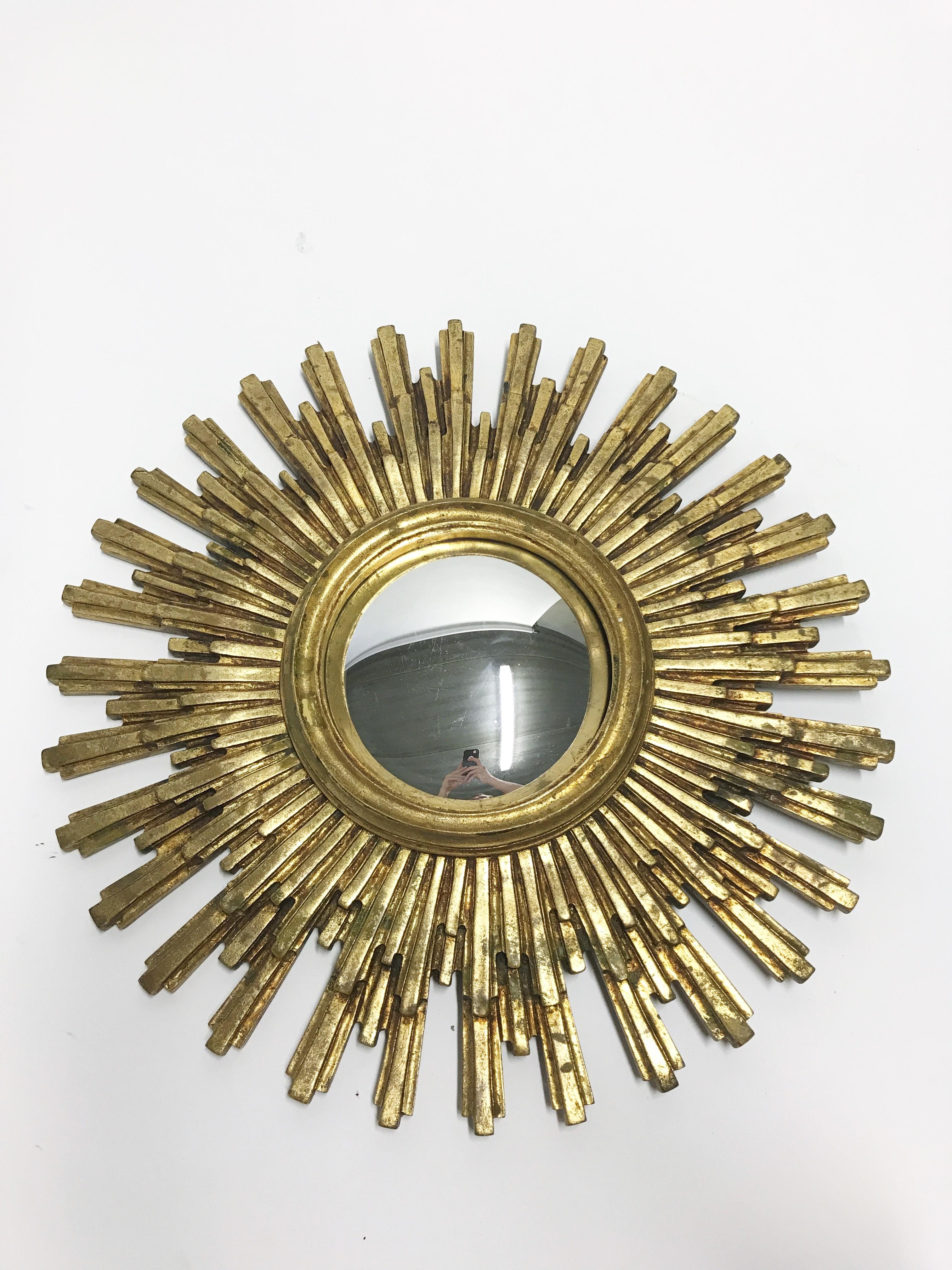 Vintage Golden Sunburst Mirror, 1960s 1