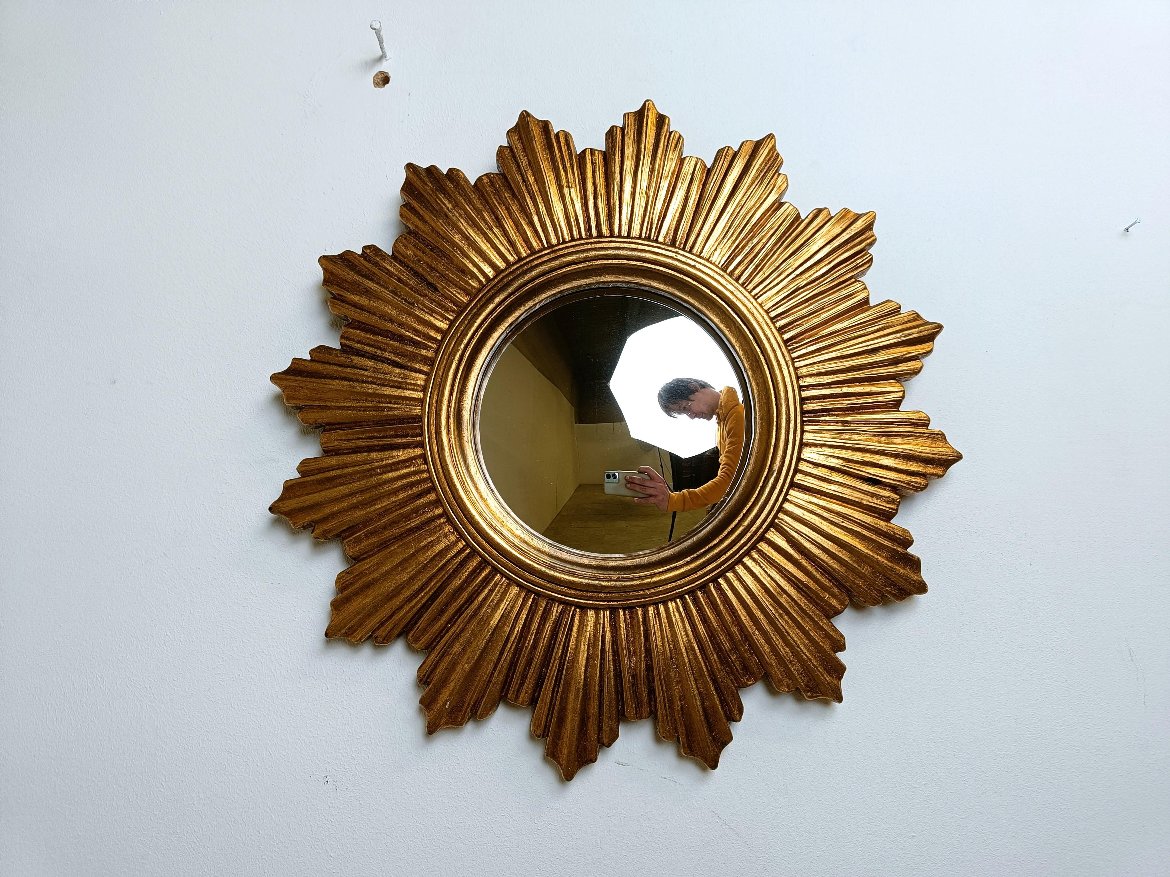 Vintage golden sunburst mirror, 1960s 1
