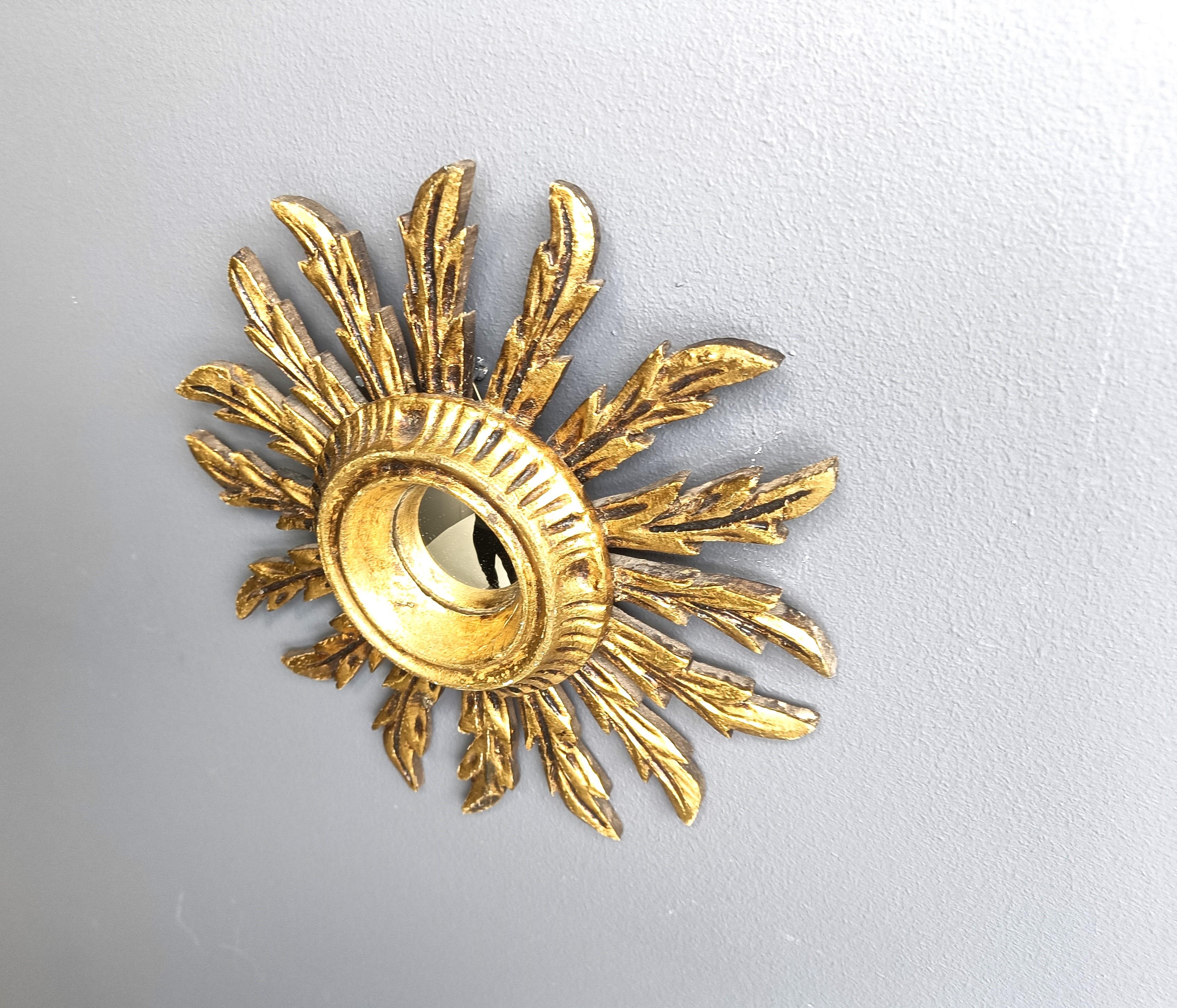 Vintage golden sunburst mirror, 1960s 2
