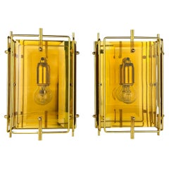 Vintage golden wall lamp Set of 2 Italy 1970s