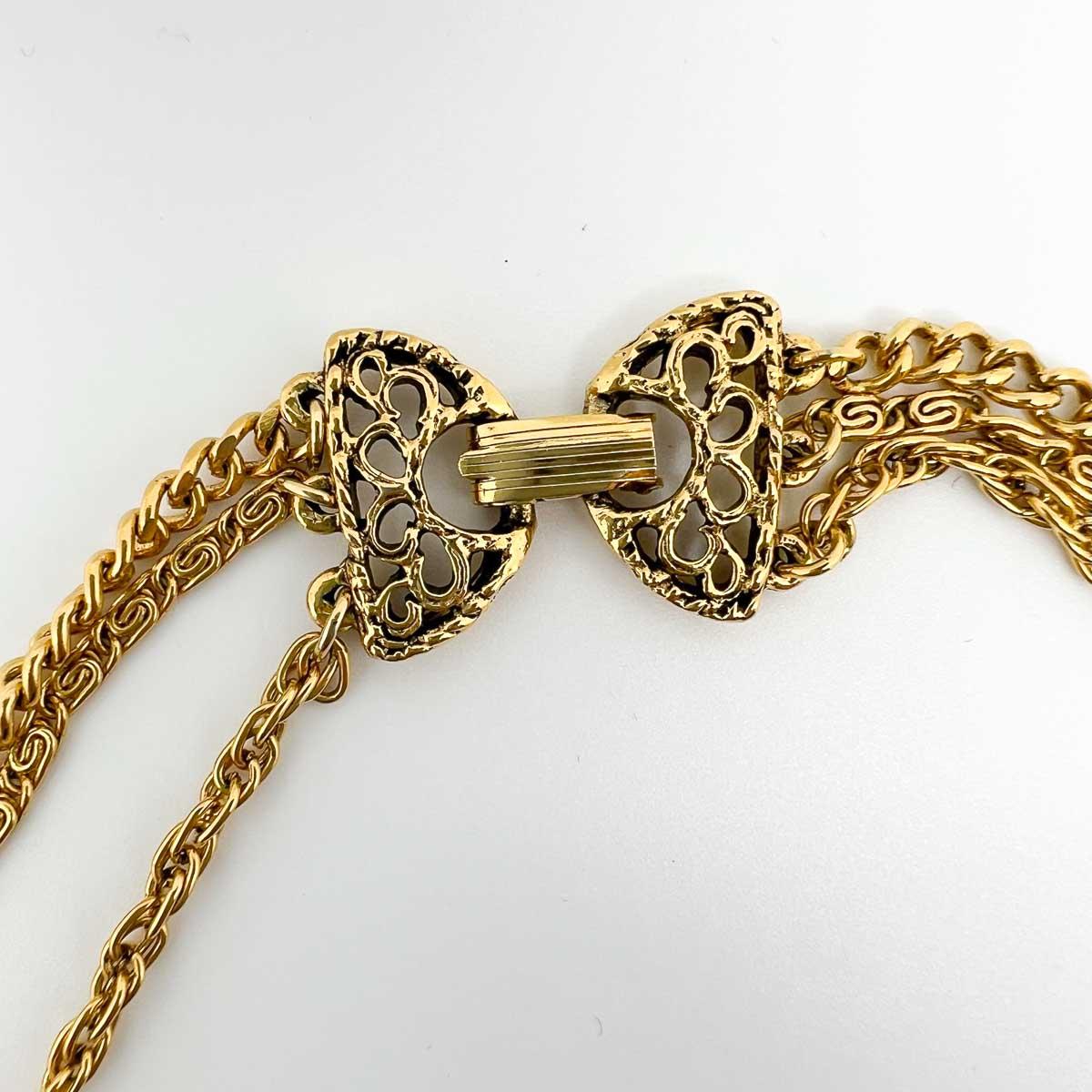 Collier Vintage Goldette Amethyst Locket Chain 1960s en vente 1