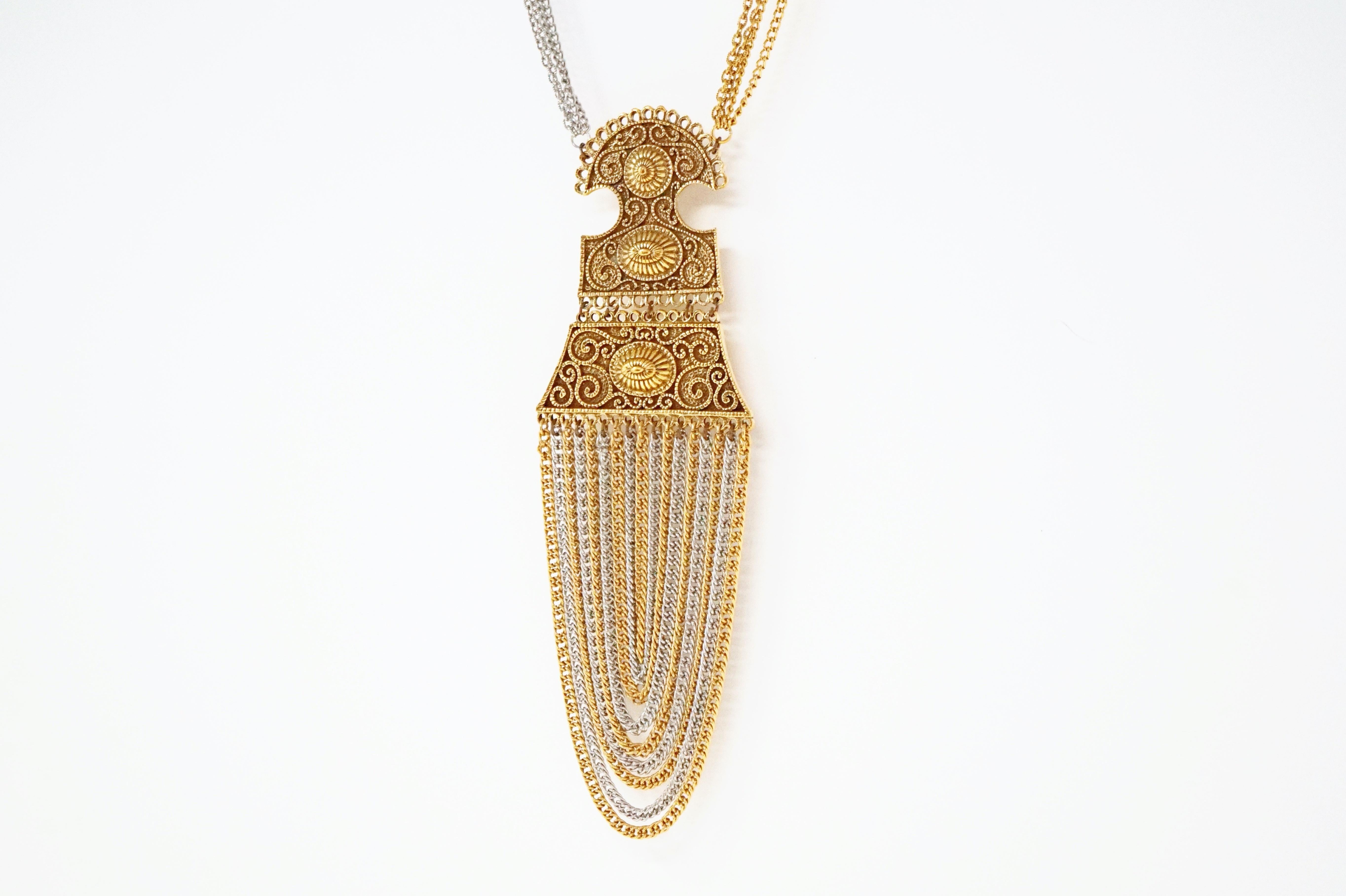 Vintage Goldette Etruskische Revival Kette Kostüm Statement Halskette, 1970er Jahre Damen im Angebot