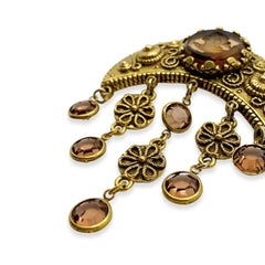 Vintage Goldette Intaglio Halbmond-Tropfen-Brosche 1960er Jahre