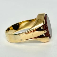Vintage Goldstone and 18 Carat Gold Signet Ring