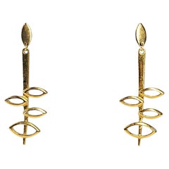 Vintage Goldtone 1970's Design Dangle Earrings