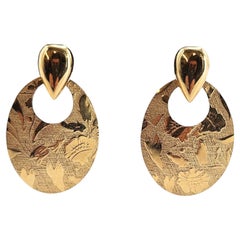 Vintage Goldtone Embossed Disc Earrings