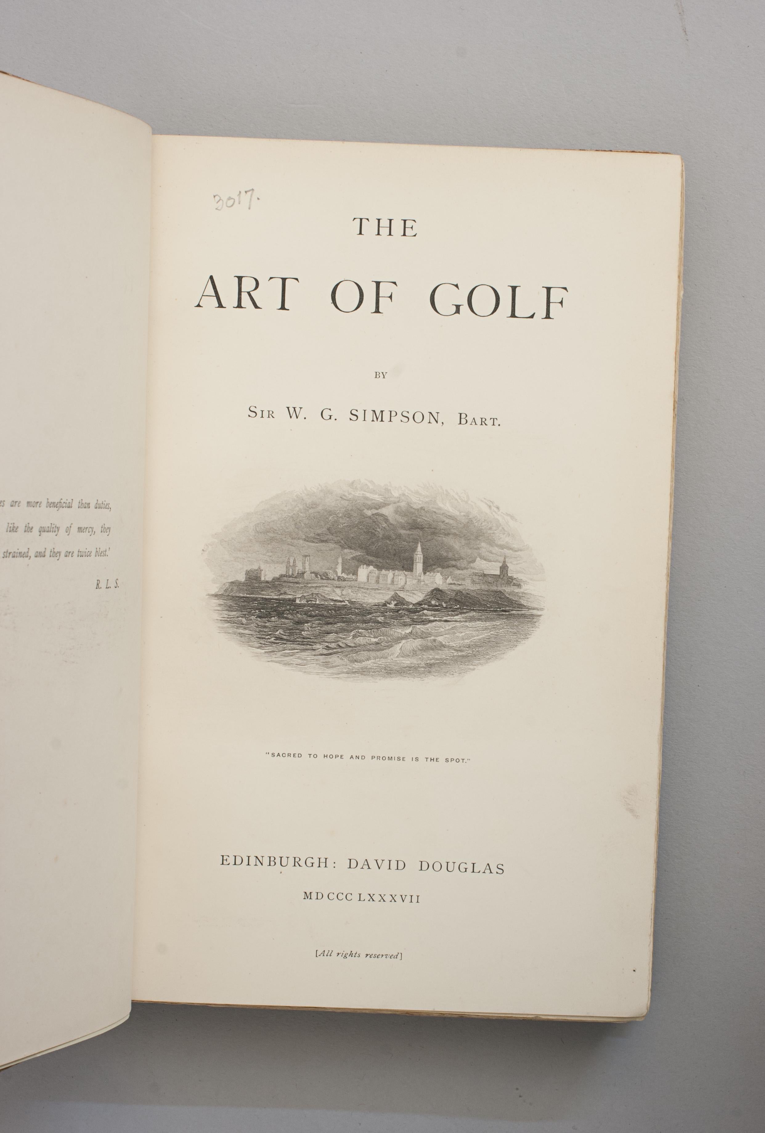 Late 19th Century Vintage Golf Book, the Art of Golf by Simpson