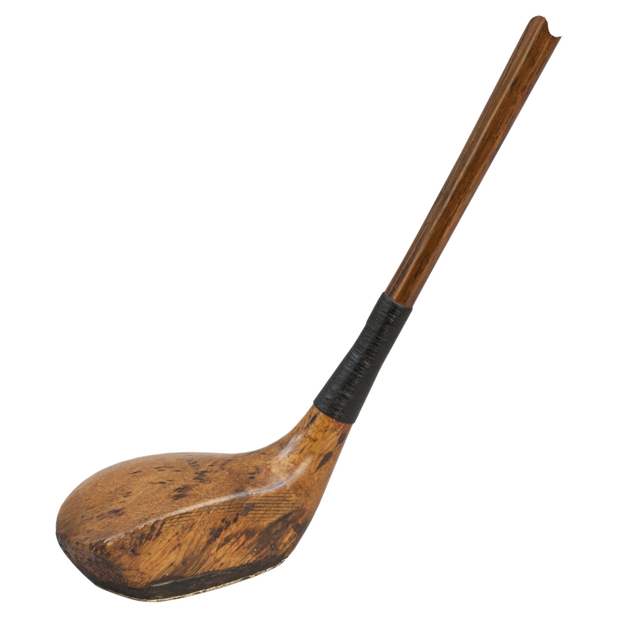 Vintage Hickory Shafted Brassie Golf Club by T. Simpson of Southport at
