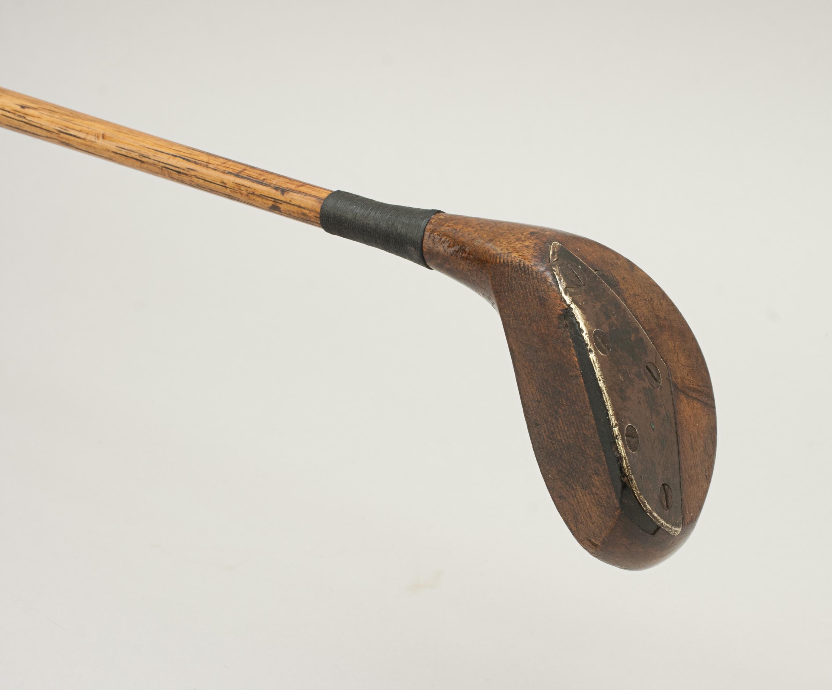Early 20th Century Vintage Golf Club, Hickory and Persimmon Brassie, Spoon
