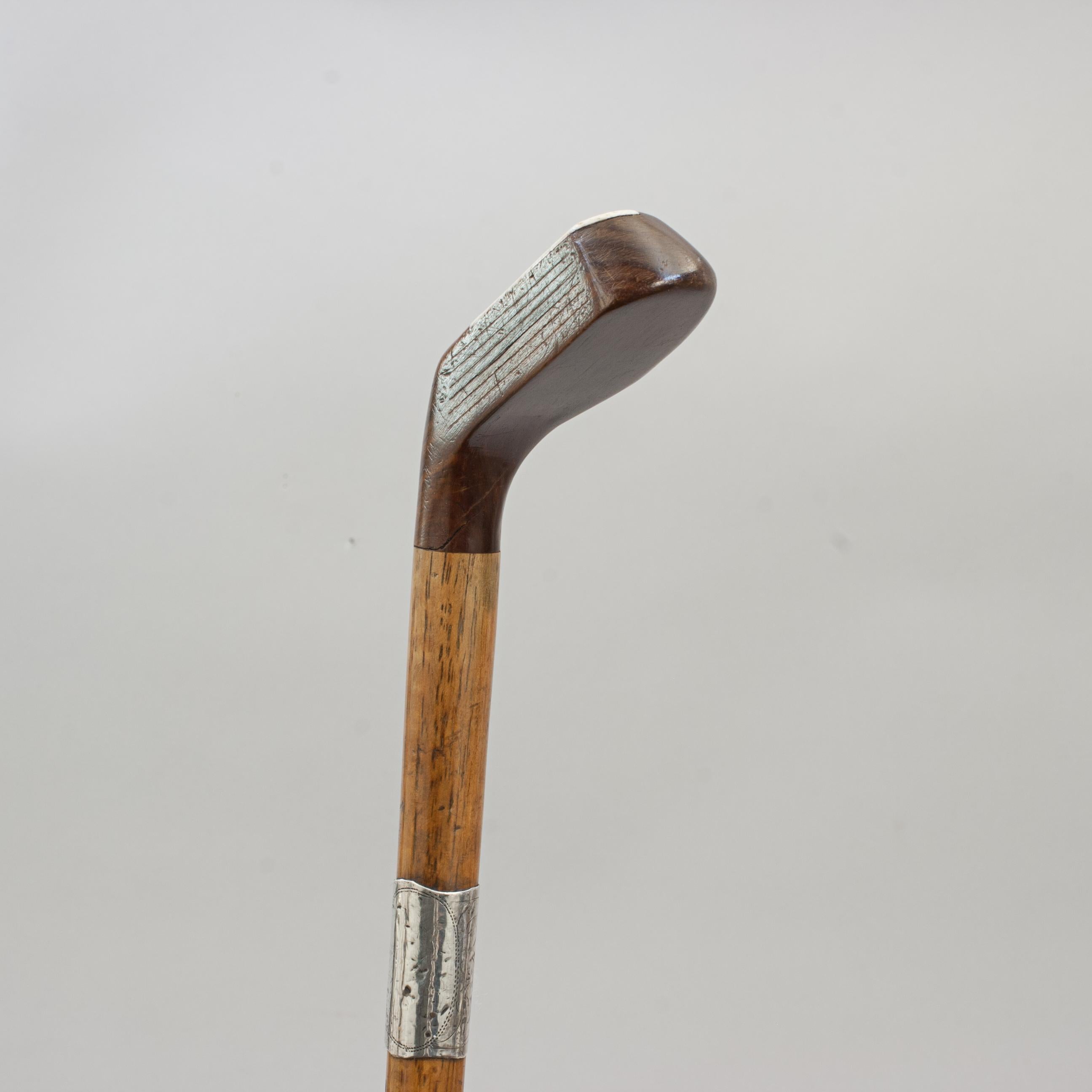 Vintage Golf Club Walking Stick With Silver Band 2