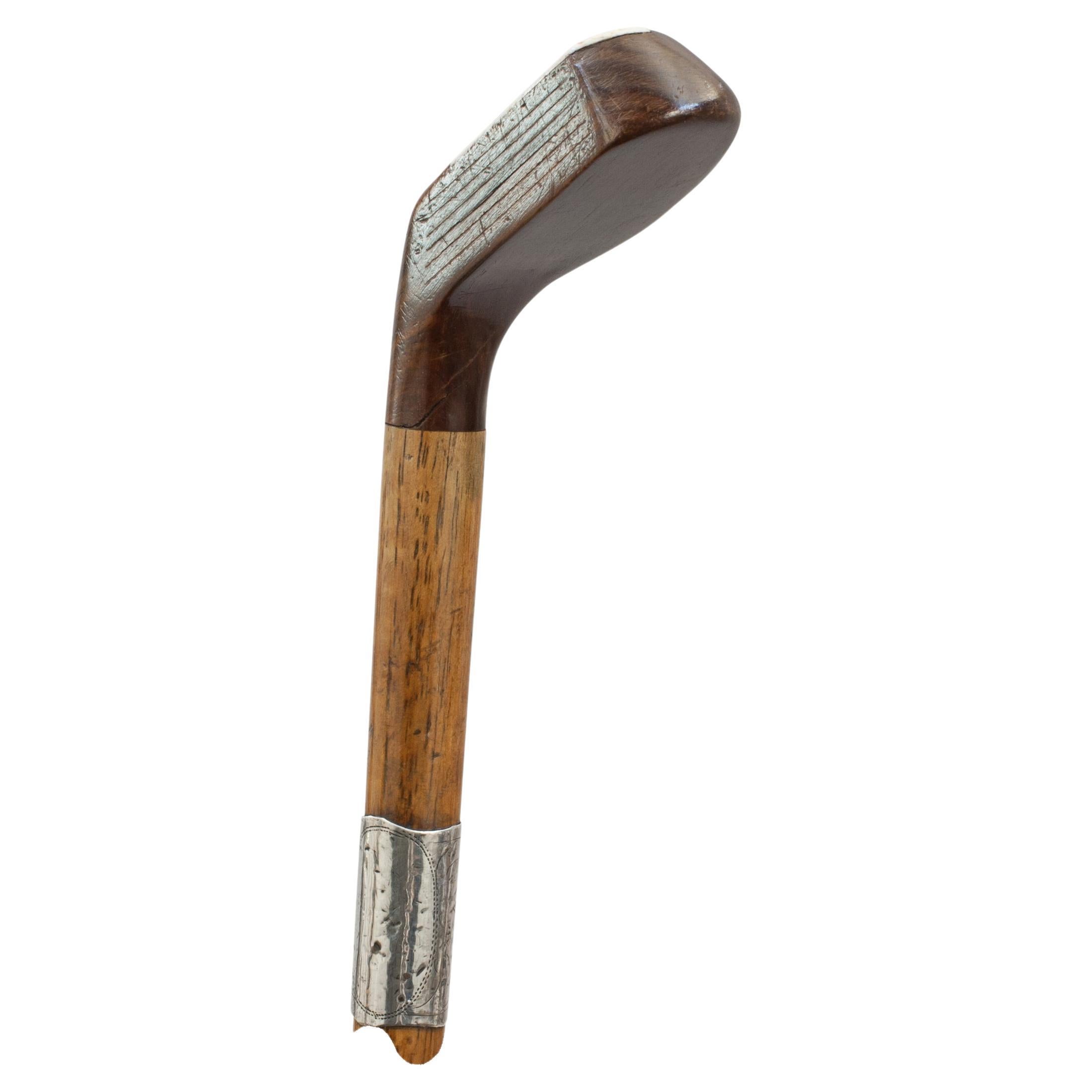 Vintage Golf Club Walking Stick With Silver Band