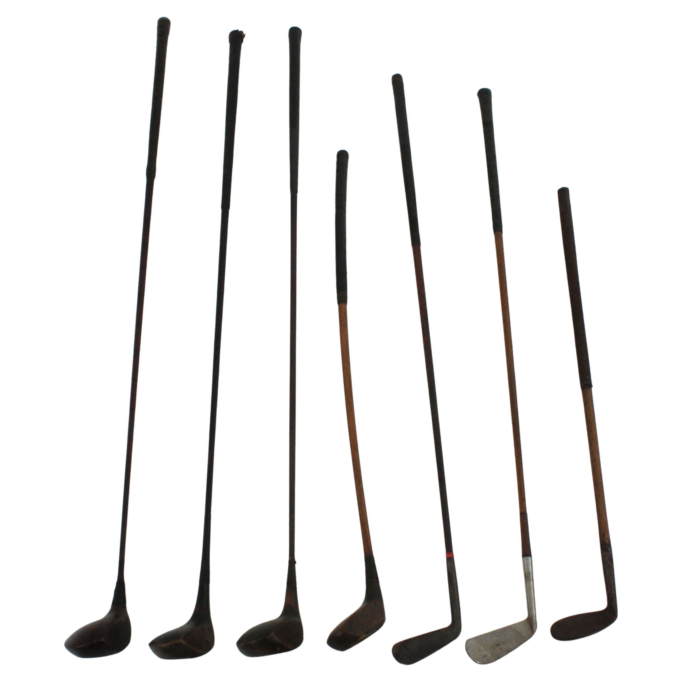 Art Deco Vintage Golf Clubs with Bag For Sale