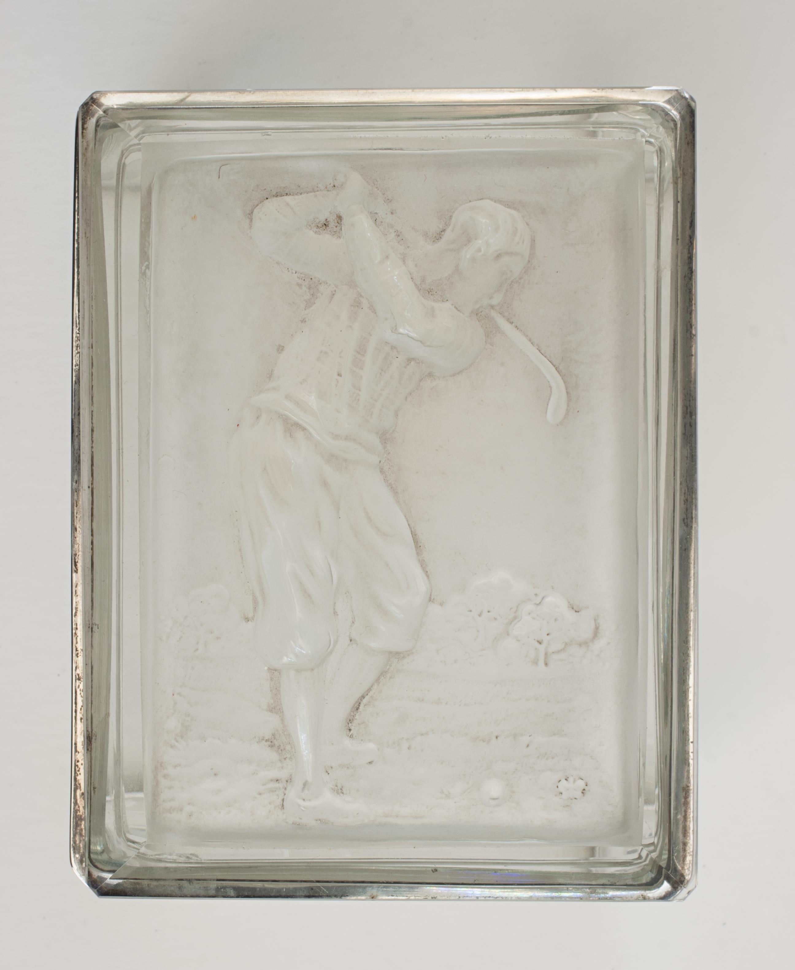 20th Century Vintage Golf Glass Box With Golfer, by Heinrich Hoffmann For Sale