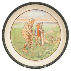 Antique Golf Plate, Humerous Illustration, Thems Mushrooms