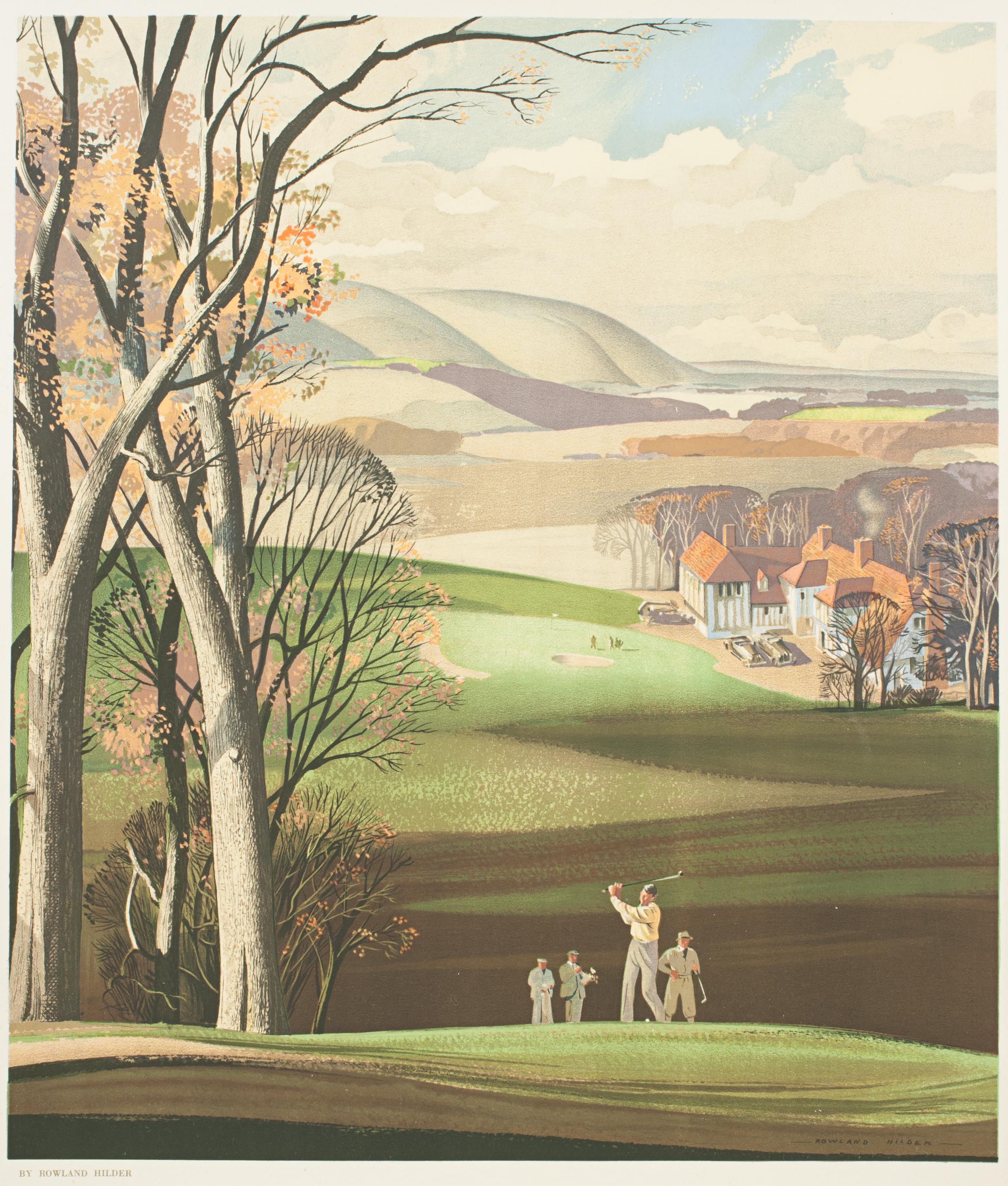 Vintage-Golfdruck „Come to Britain for Golf“ von Roland Hilder (Britisch) im Angebot