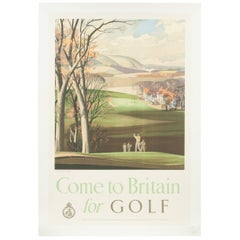 Vintage Golf Print, Come to Britain for Golf by Roland Hilder