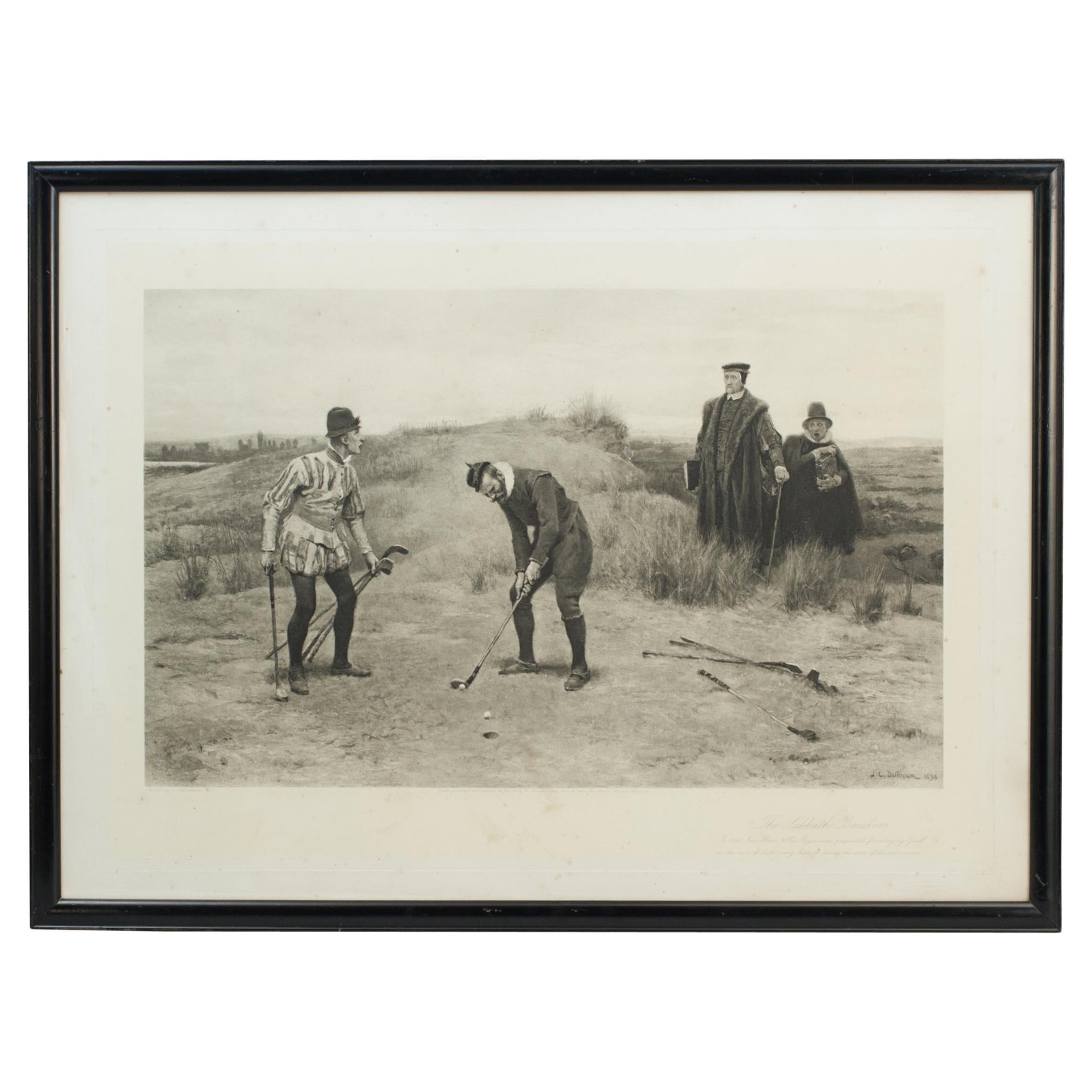 Vintage Golf Print, Photogravure, Sabbath Breakers After J.C Dollman