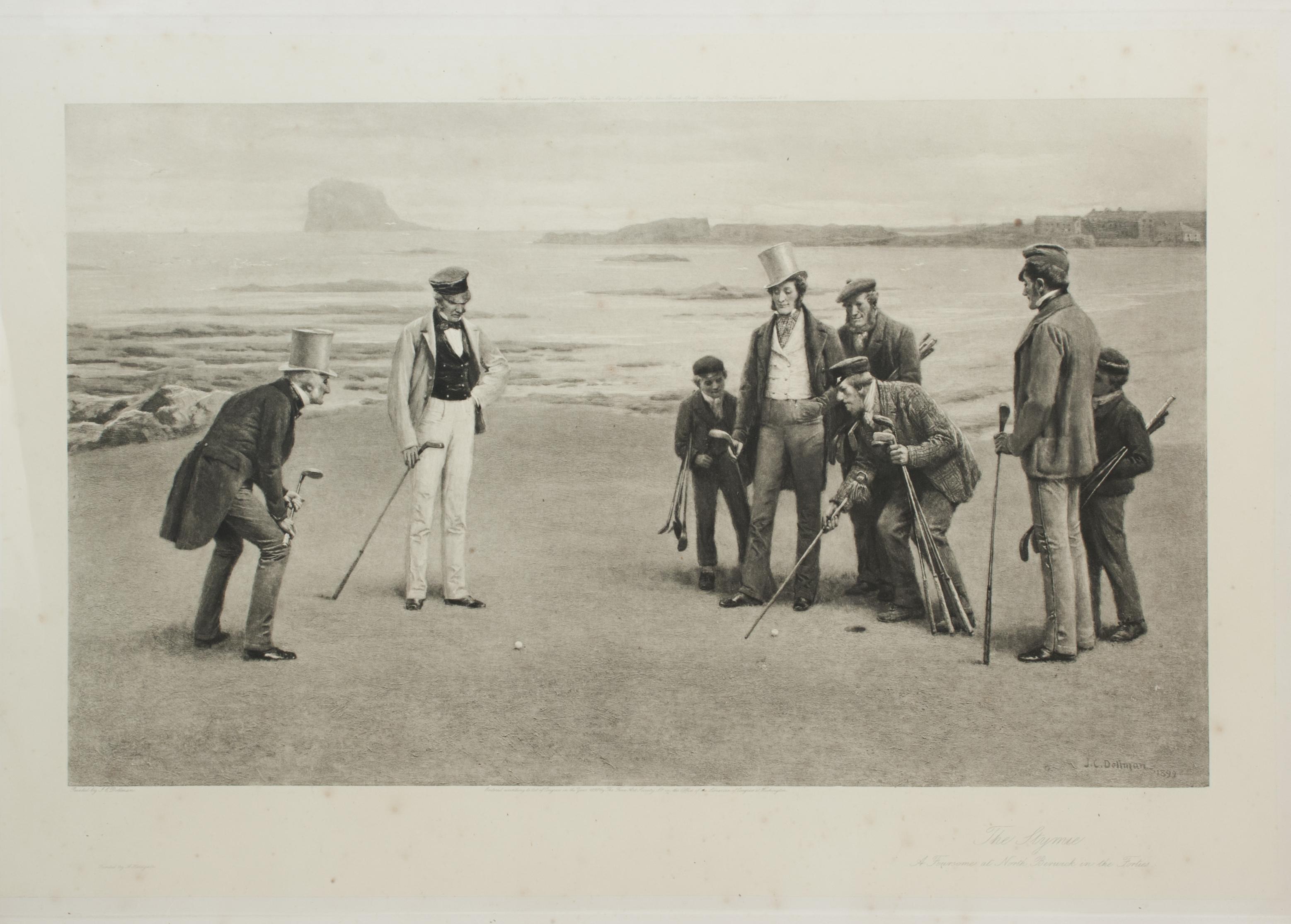 Sporting Art Vintage Golf Print, Photogravure, the Stymie, North Berwick After J.C. Dollman For Sale