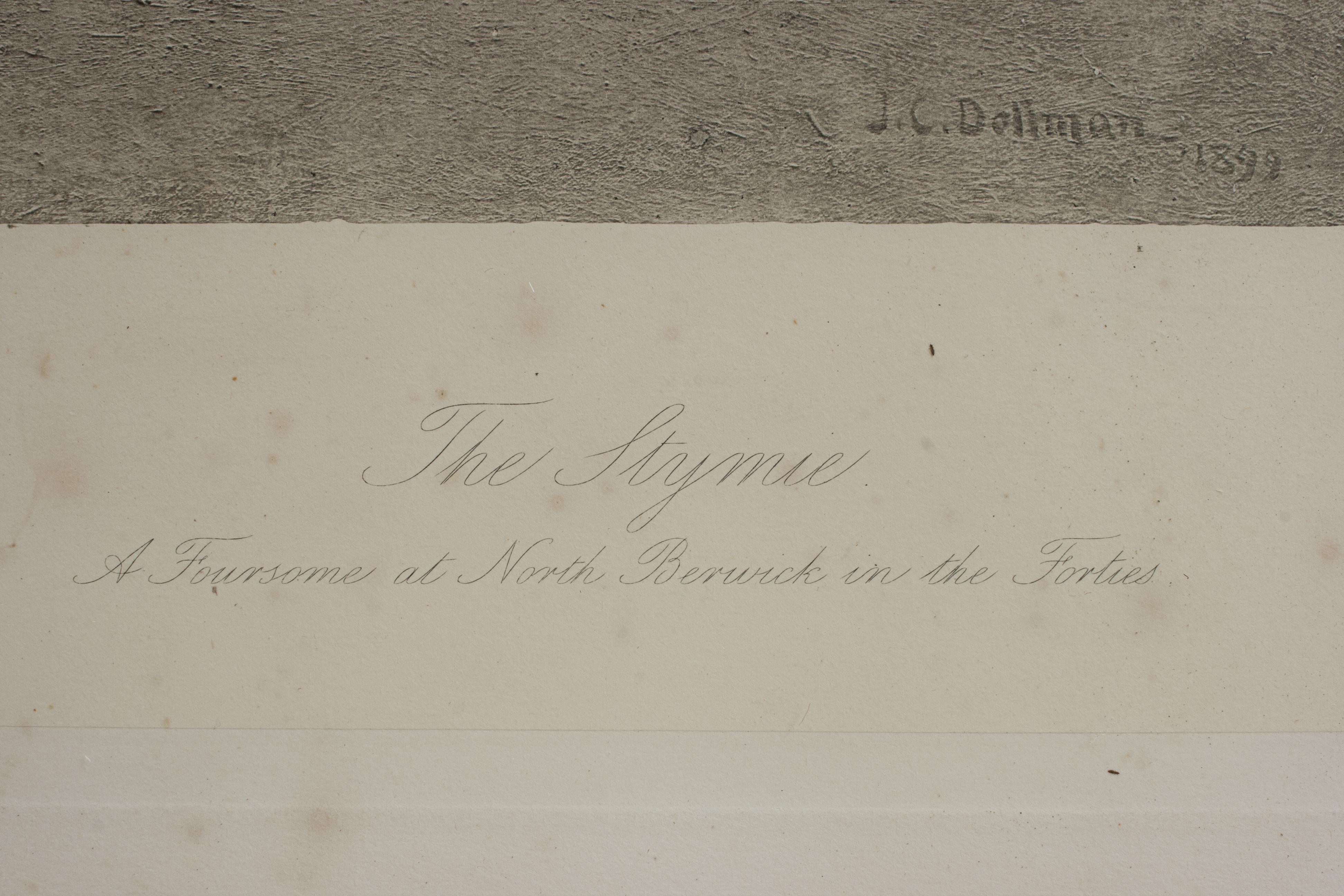 British Vintage Golf Print, Photogravure, the Stymie, North Berwick After J.C. Dollman For Sale