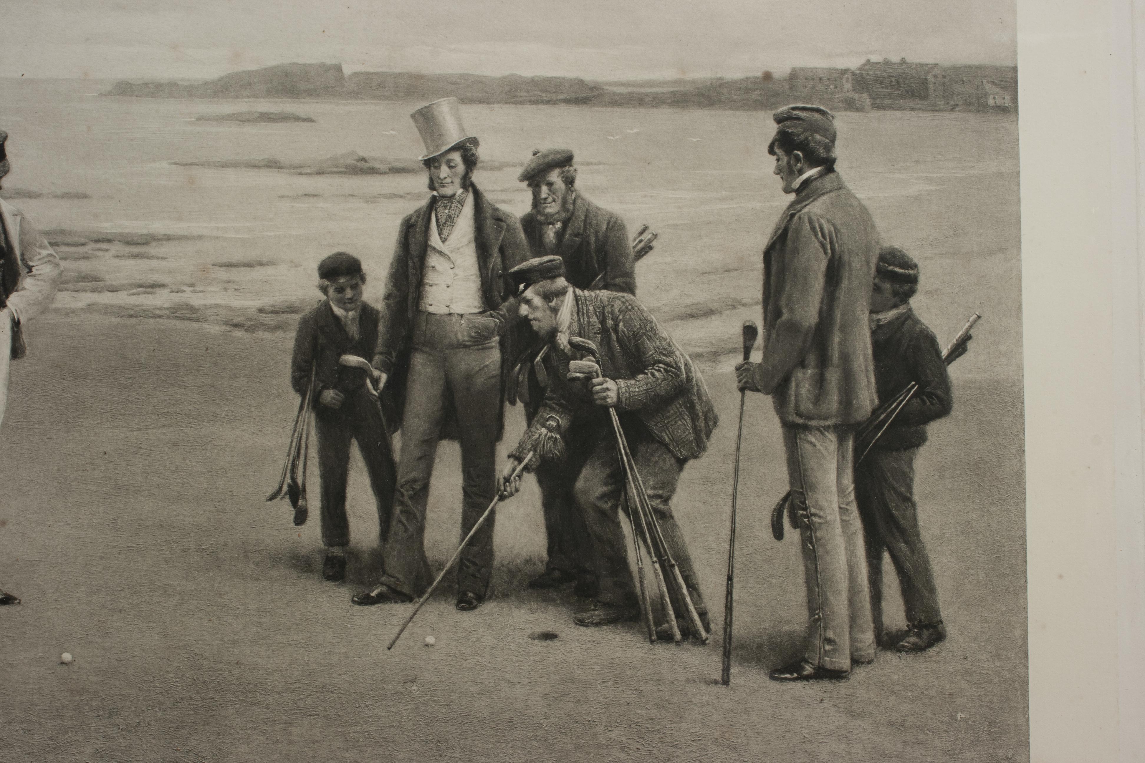 19th Century Vintage Golf Print, Photogravure, the Stymie, North Berwick After J.C. Dollman For Sale