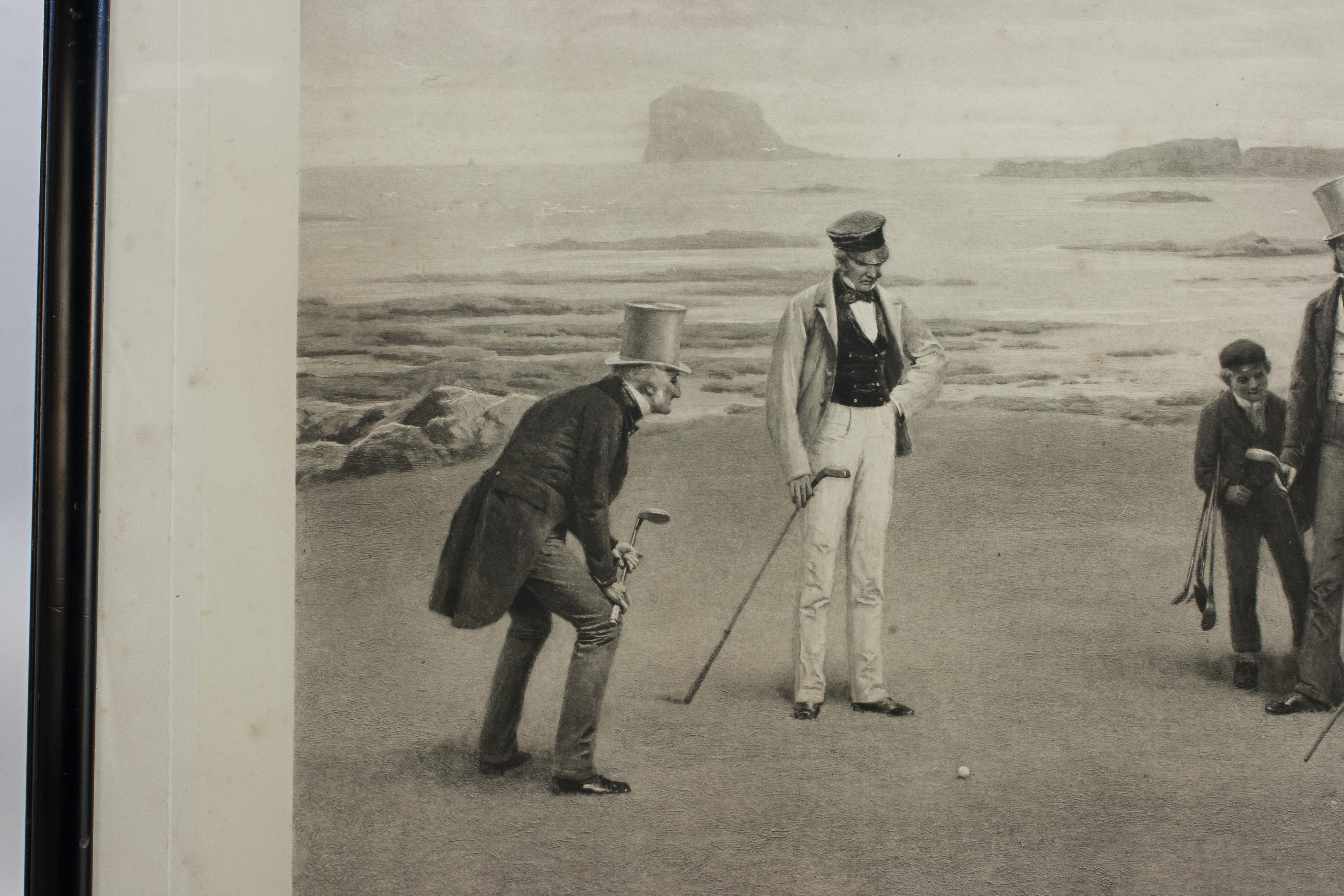 Paper Vintage Golf Print, Photogravure, the Stymie, North Berwick After J.C. Dollman For Sale