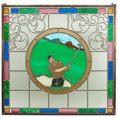 Vintage Golf Stained Glass Window 1993 from the Mansfield Bar