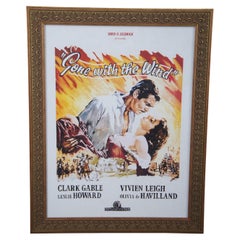 Antique Gone with the Wind Framed Movie Advertising Poster Gable Fleming