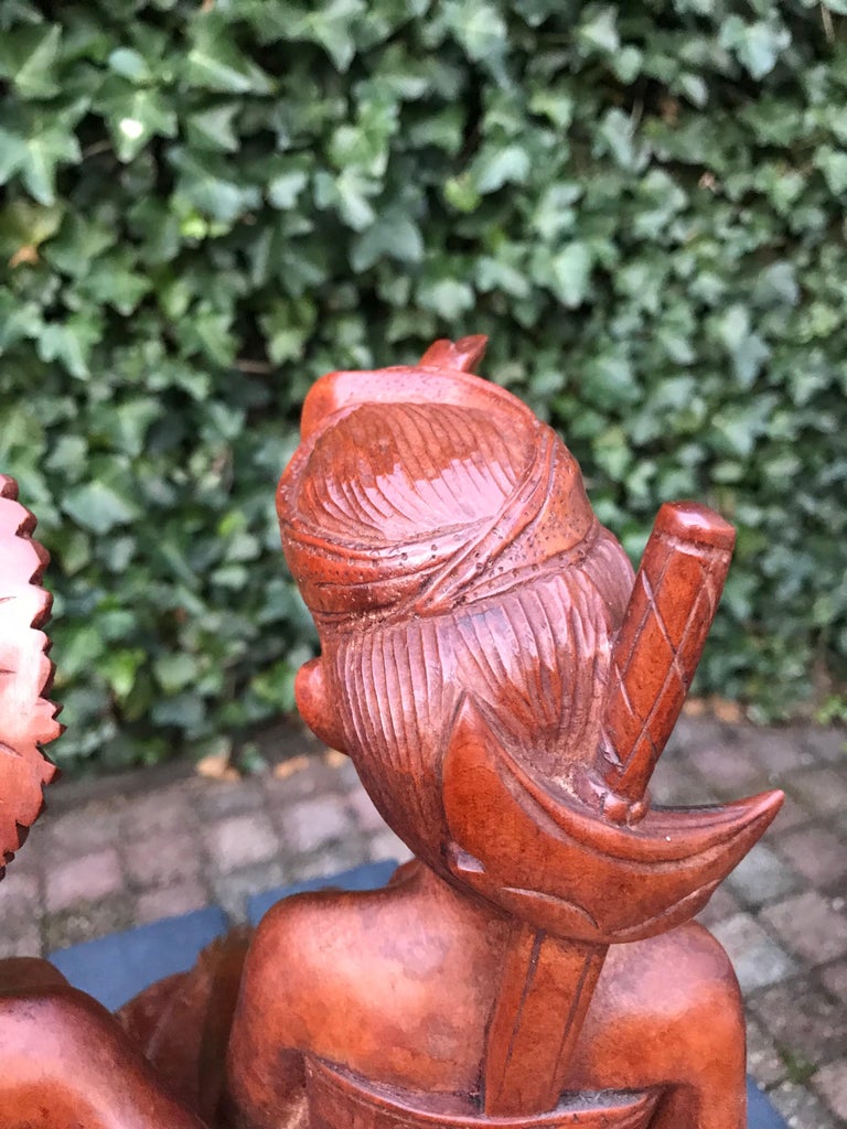 Vintage, Good Size & Stunning Hand-Carved Bali, Indonesia Wedding Couple Statue For Sale 3