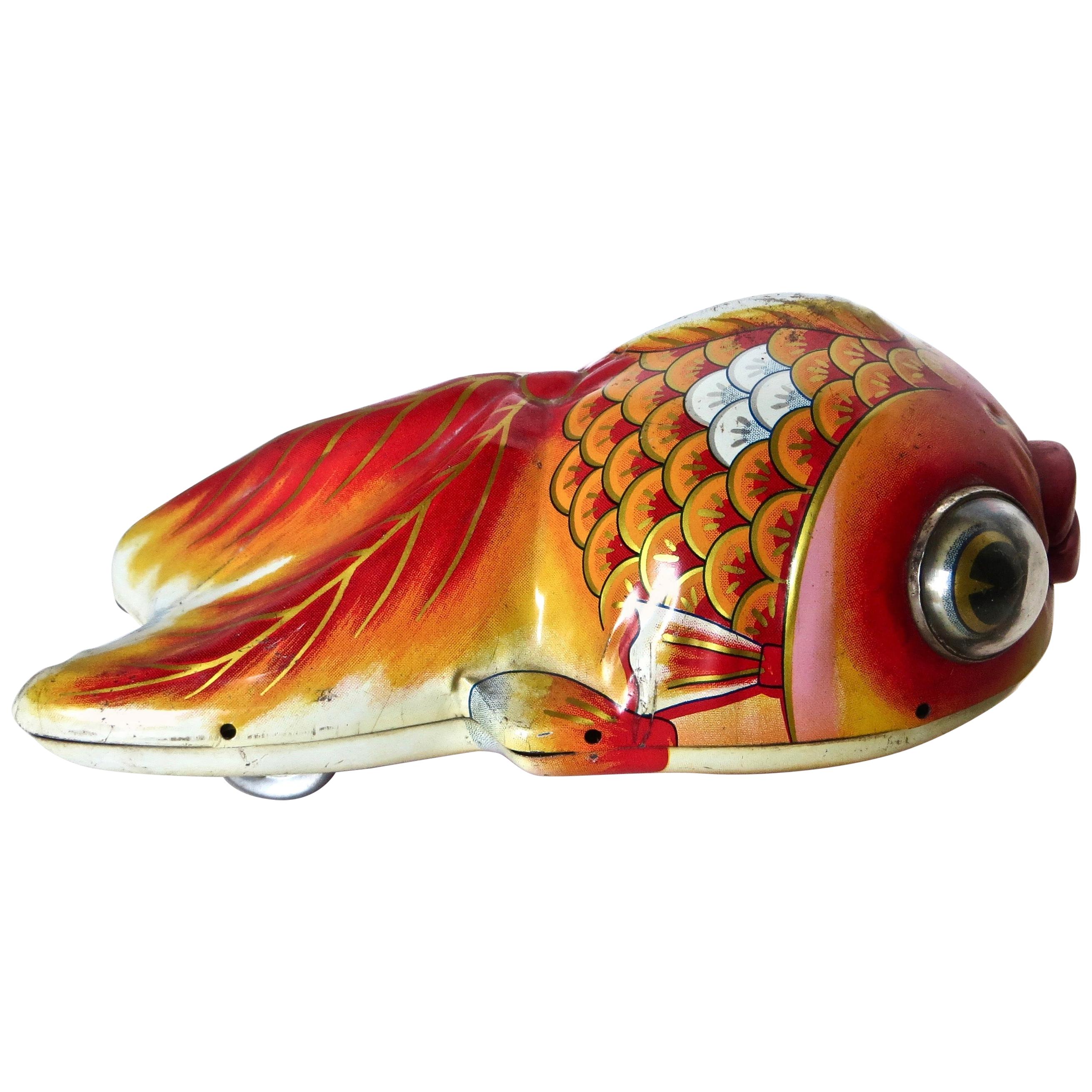 Vintage "Googly Eyed" Goldfish Japanese Windup Toy, circa 1950s