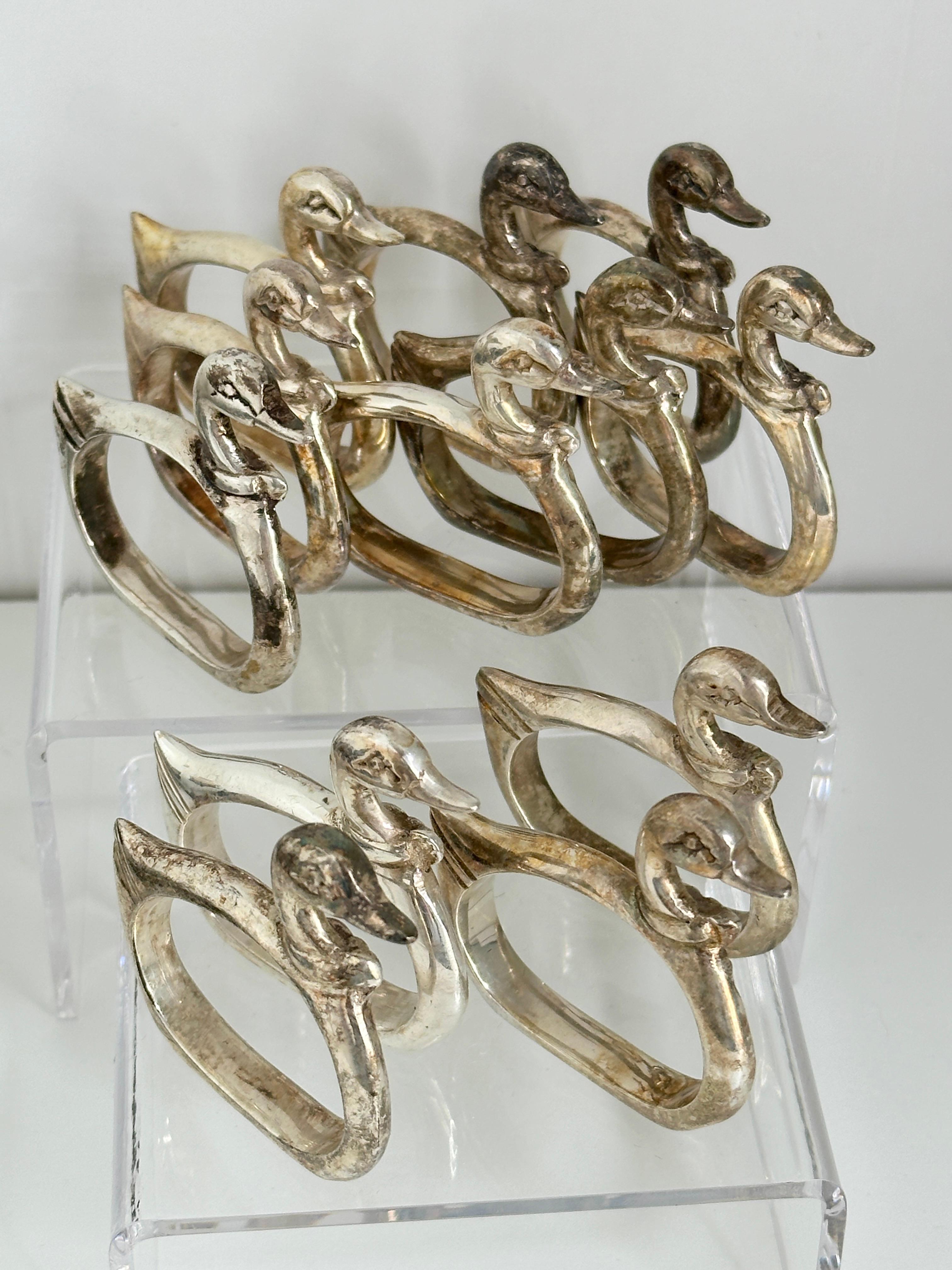 Vintage Goose Duck Napkin Rings, Set of Twelve, Germany 1960s In Good Condition For Sale In Nuernberg, DE