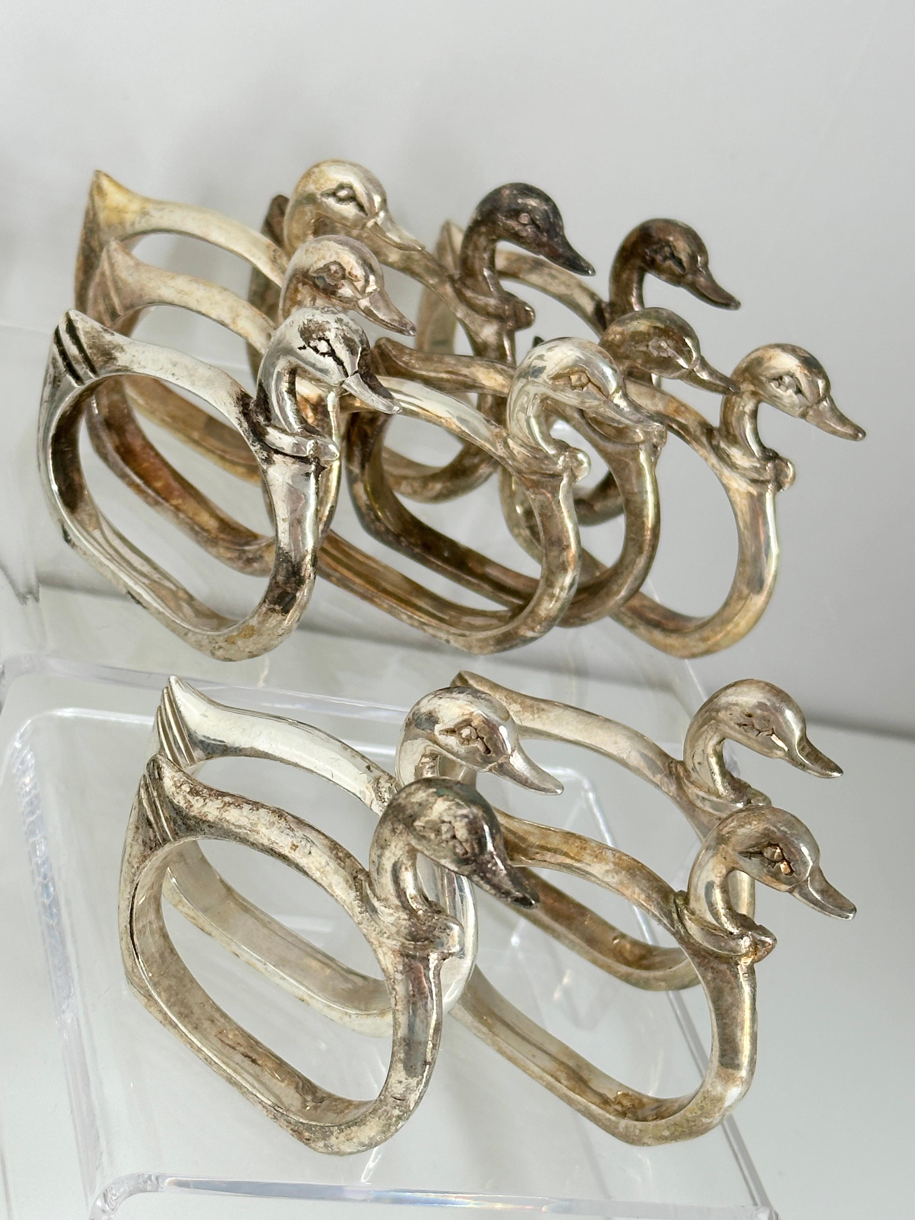 20th Century Vintage Goose Duck Napkin Rings, Set of Twelve, Germany 1960s For Sale