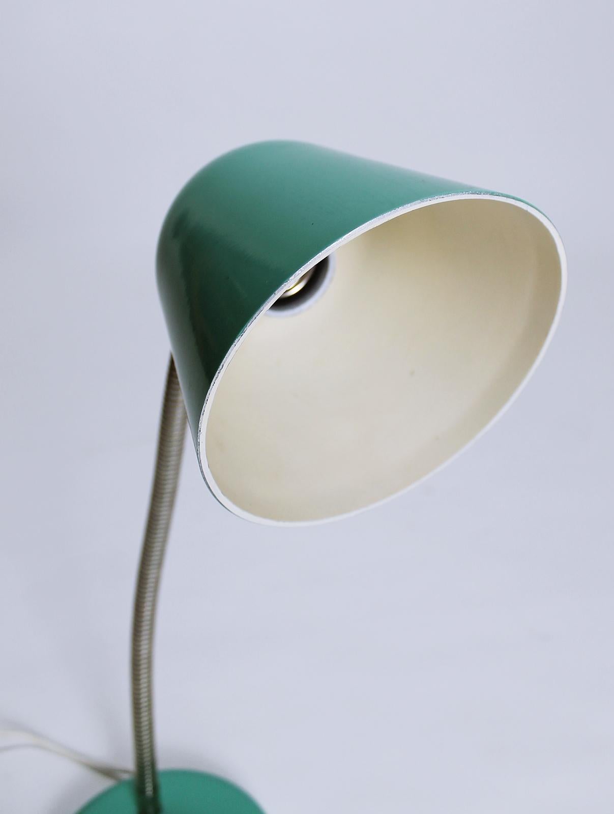 Mid-20th Century Vintage Goose Neck Green Desk Lamp, Switzerland, 1960s For Sale
