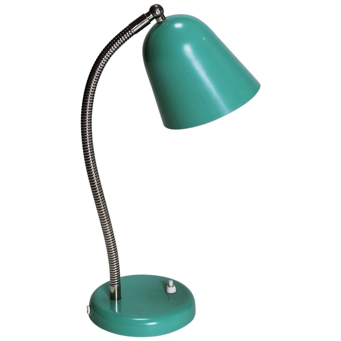 Vintage Goose Neck Green Desk Lamp, Switzerland, 1960s For Sale