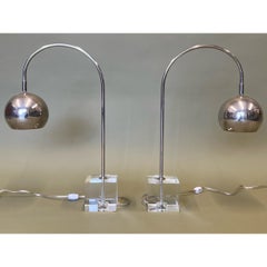 Vintage Gooseneck Lamps on Lucite Base by Drexel Heritage