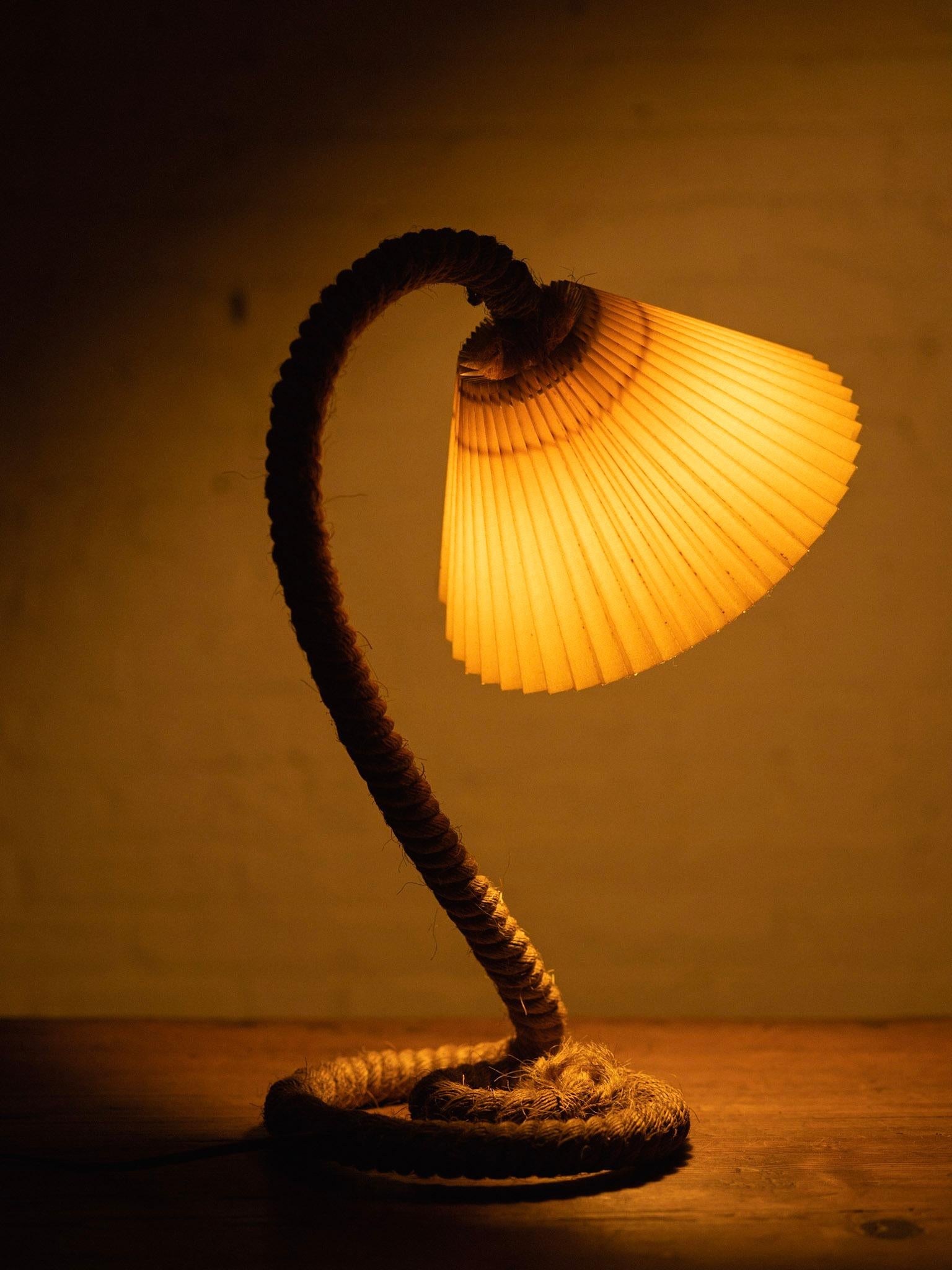 Vintage Gooseneck Rope Table Lamp 6
