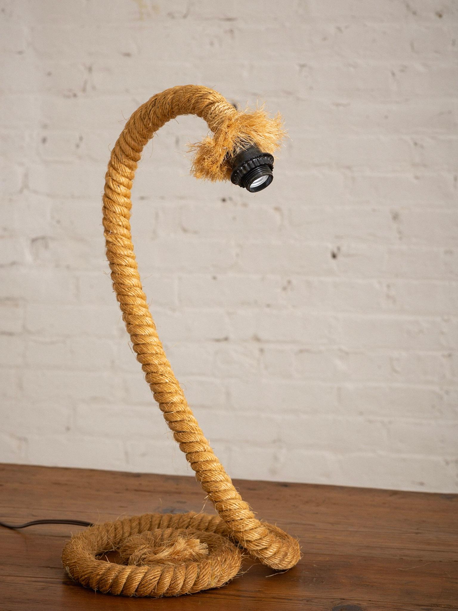 20th Century Vintage Gooseneck Rope Table Lamp